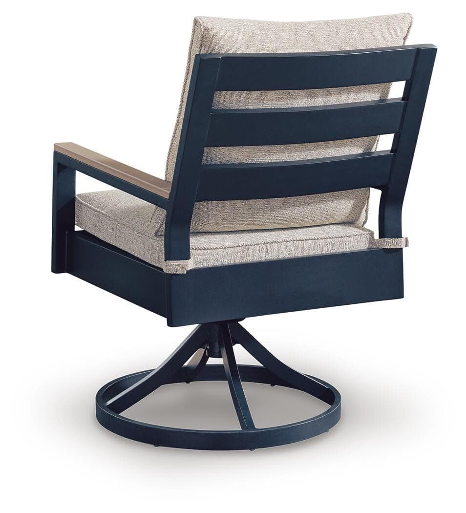 Mabry Shores Outdoor Swivel Chair with Cushion (Set of 2) — Navy Blue/Driftwood — view 5