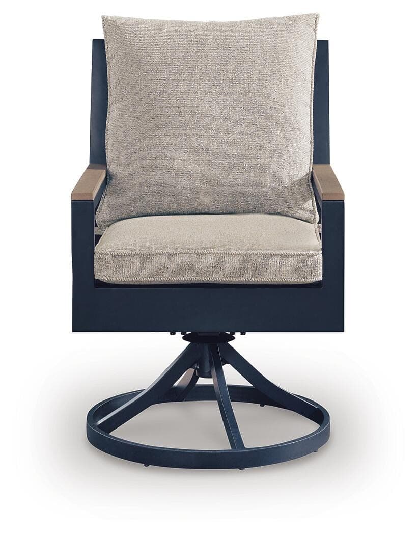 Mabry Shores Outdoor Swivel Chair with Cushion (Set of 2) — Navy Blue/Driftwood — view 4