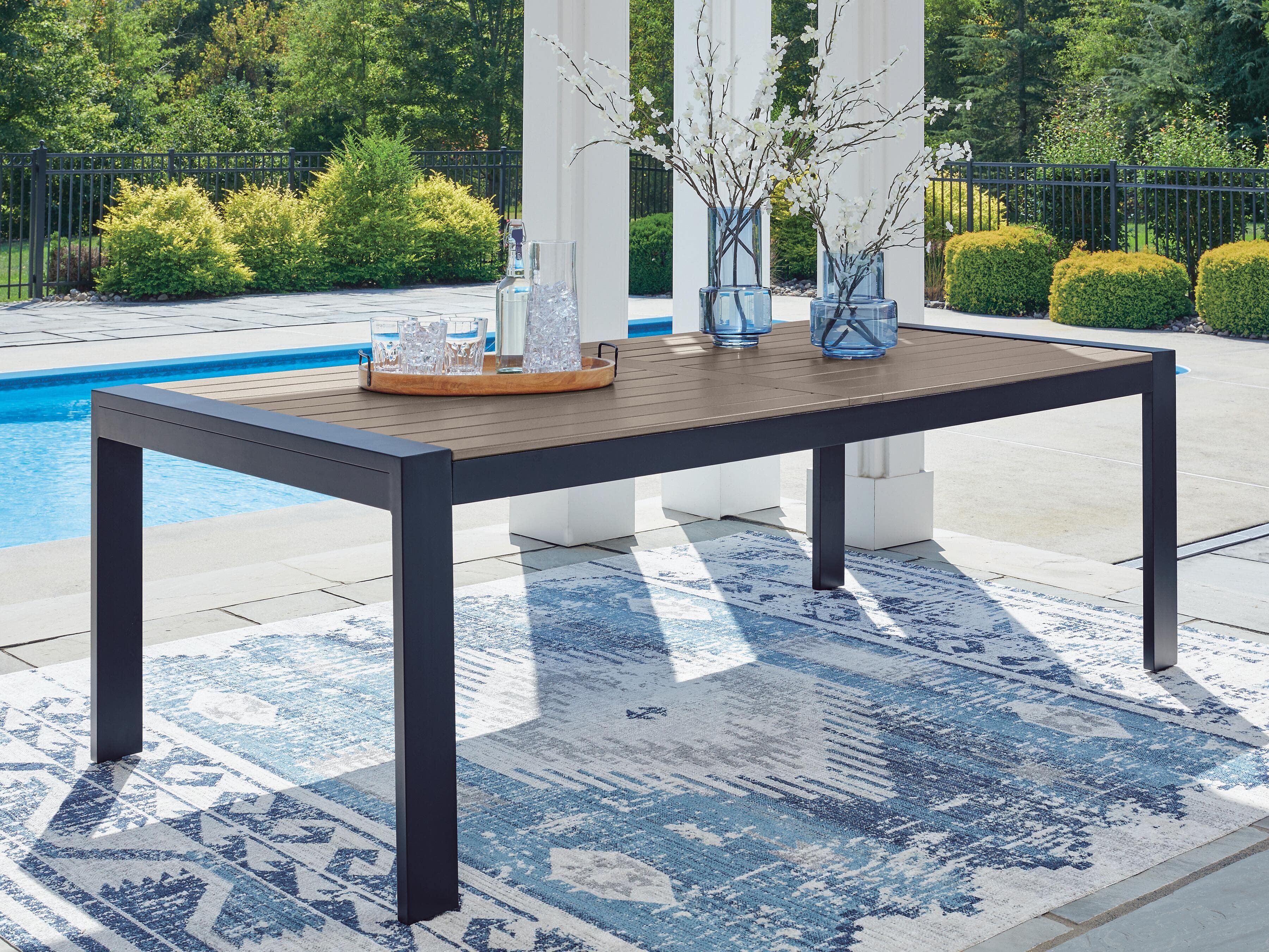 Mabry Shores Outdoor Dining Table — Navy Blue/Driftwood — view 2