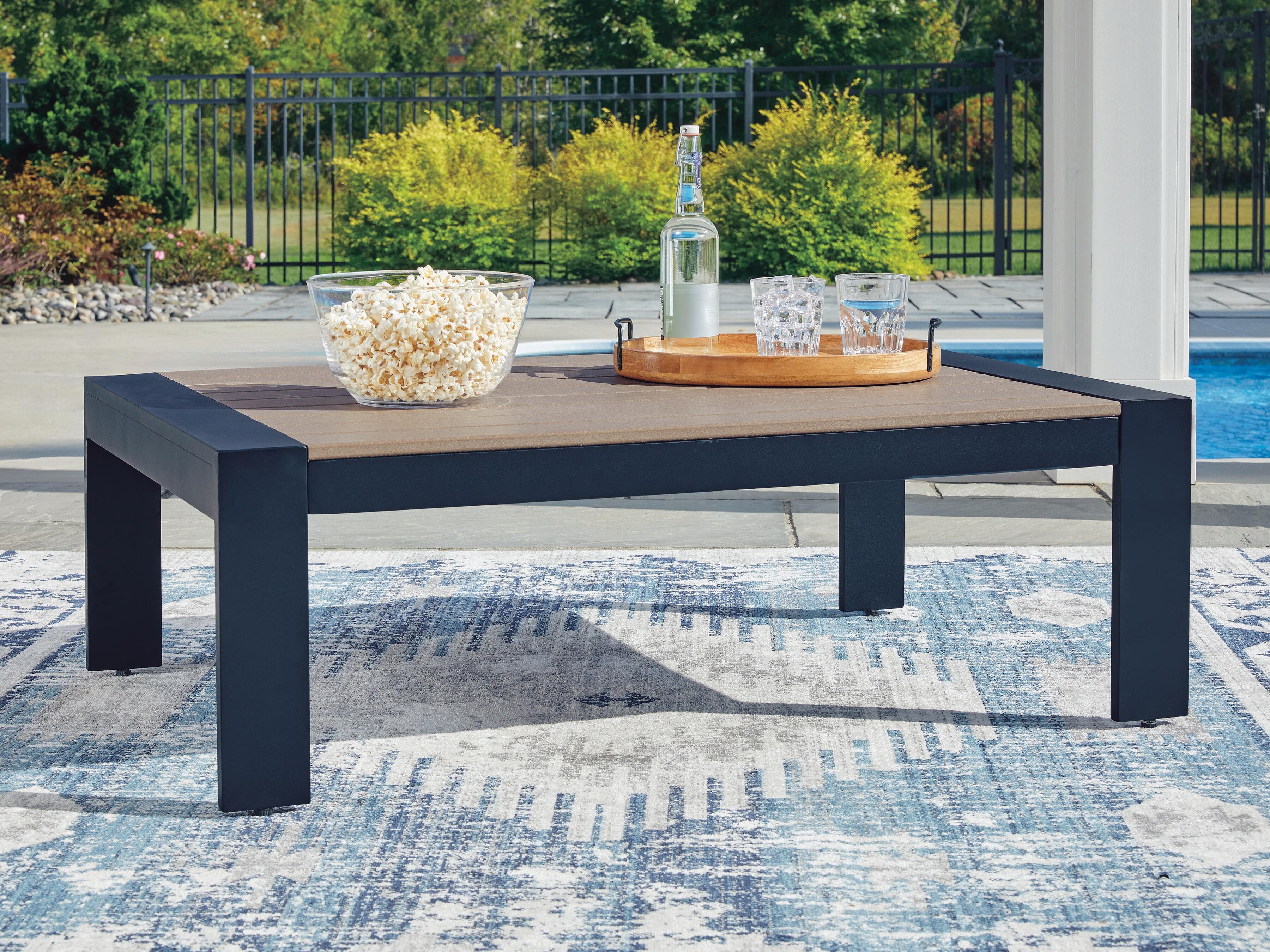 Mabry Shores Outdoor Coffee Table — Navy Blue/Driftwood — view 2
