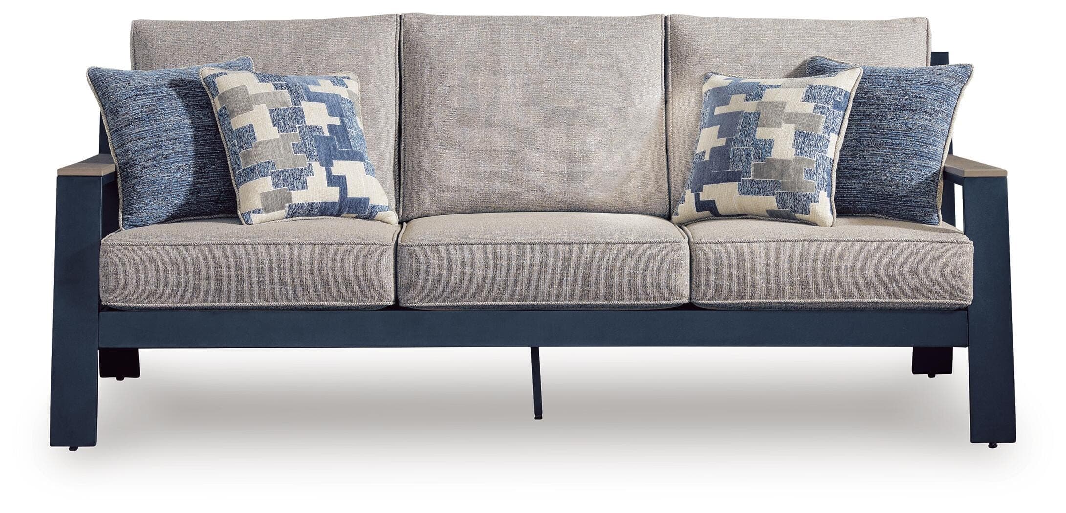 Mabry Shores Outdoor Sofa with Cushion — Navy Blue/Driftwood — view 3