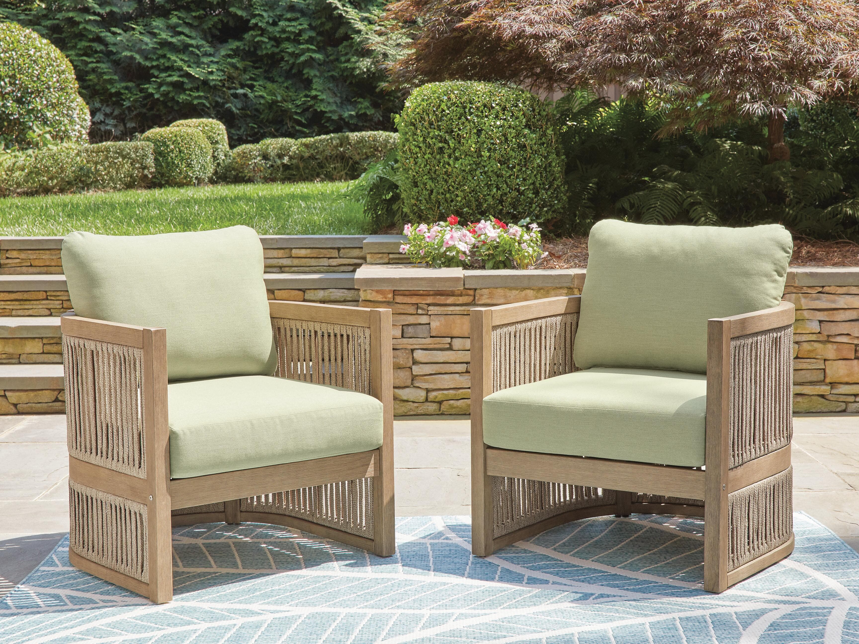Vision Lane Outdoor Lounge Chair (Set of 2) — Brown/Beige & Green — view 2
