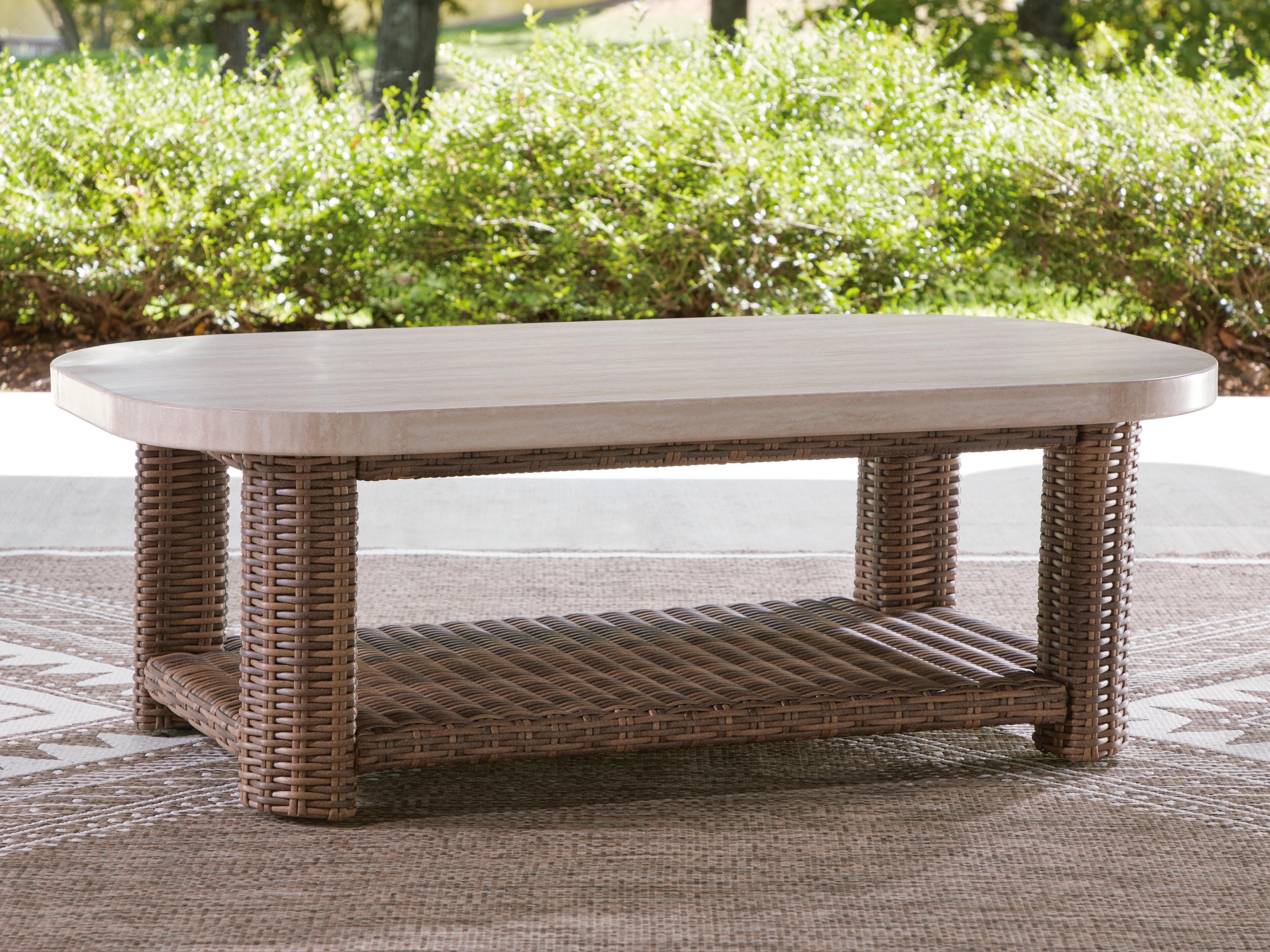 Angel Island Outdoor Coffee Table — Beige/Brown — view 6