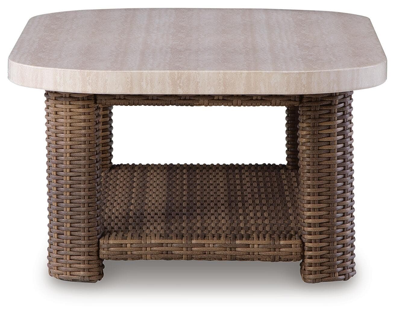 Angel Island Outdoor Coffee Table — Beige/Brown — view 4