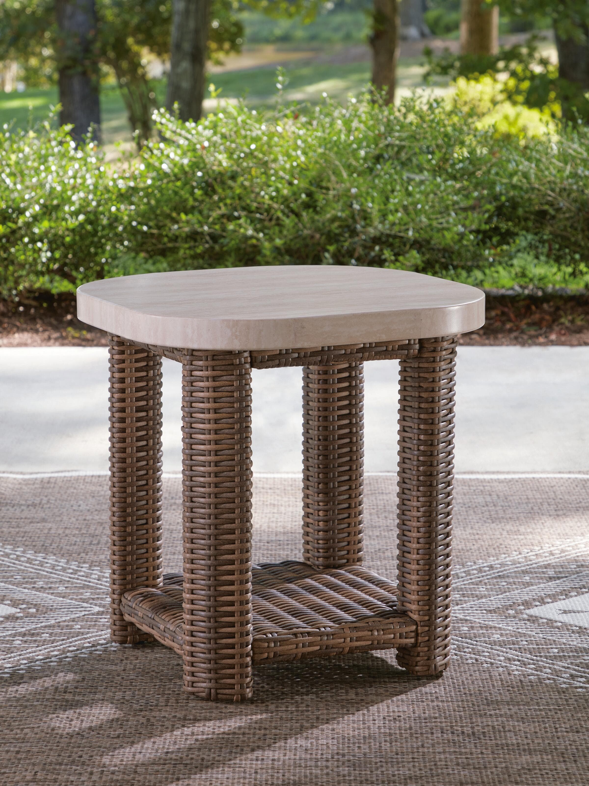 Angel Island Outdoor End Table — Beige/Brown — view 2