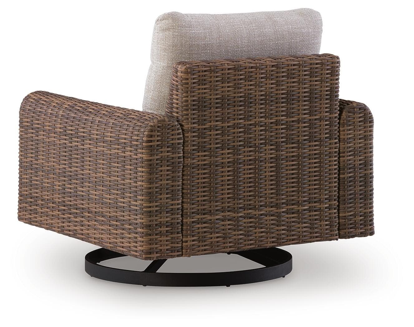 Angel Island Outdoor Swivel Lounge Chair with Cushion — Gray/Brown — view 4