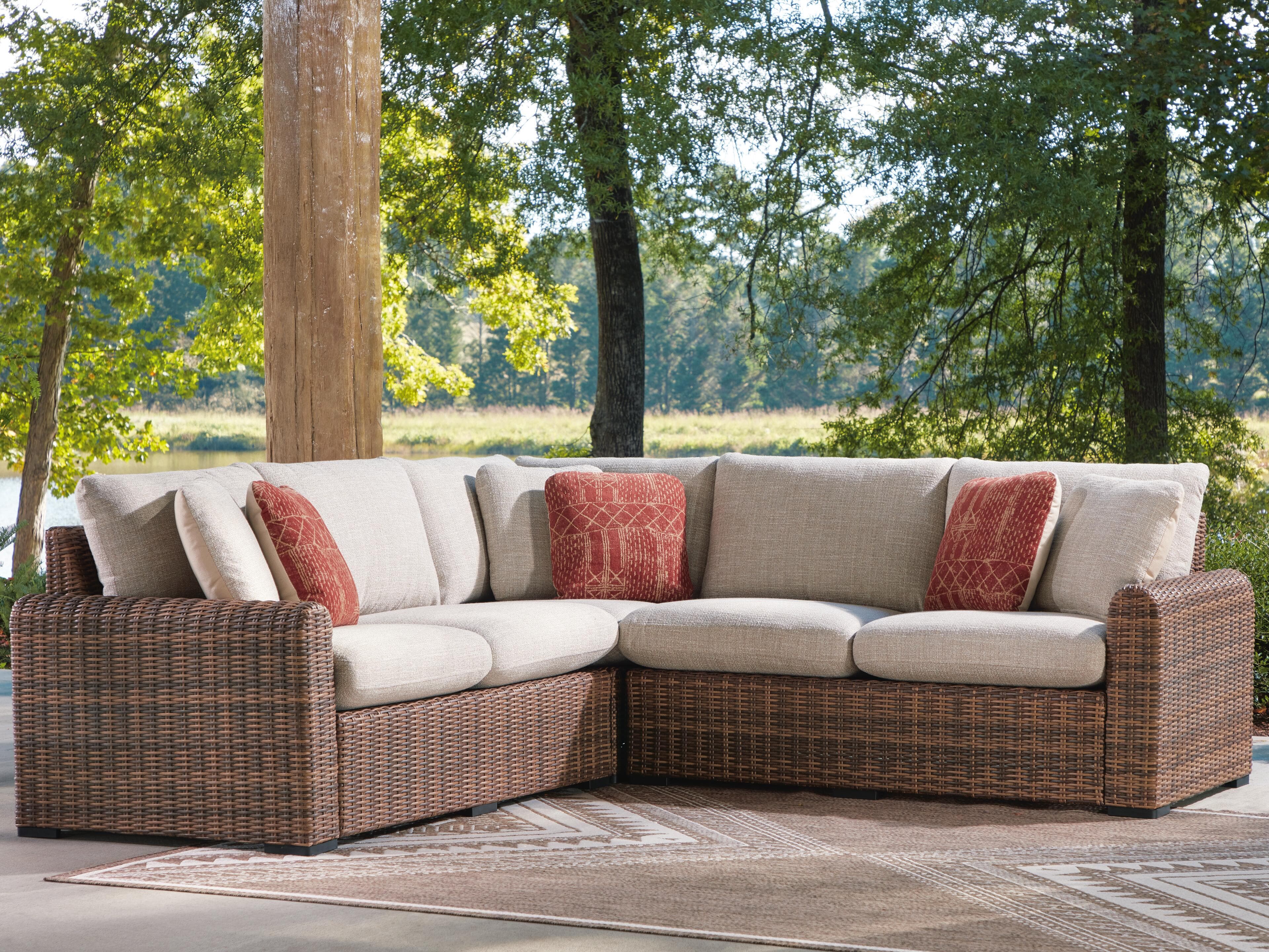 Angel Island 3-Piece Outdoor Sectional — Beige/Brown — view 2