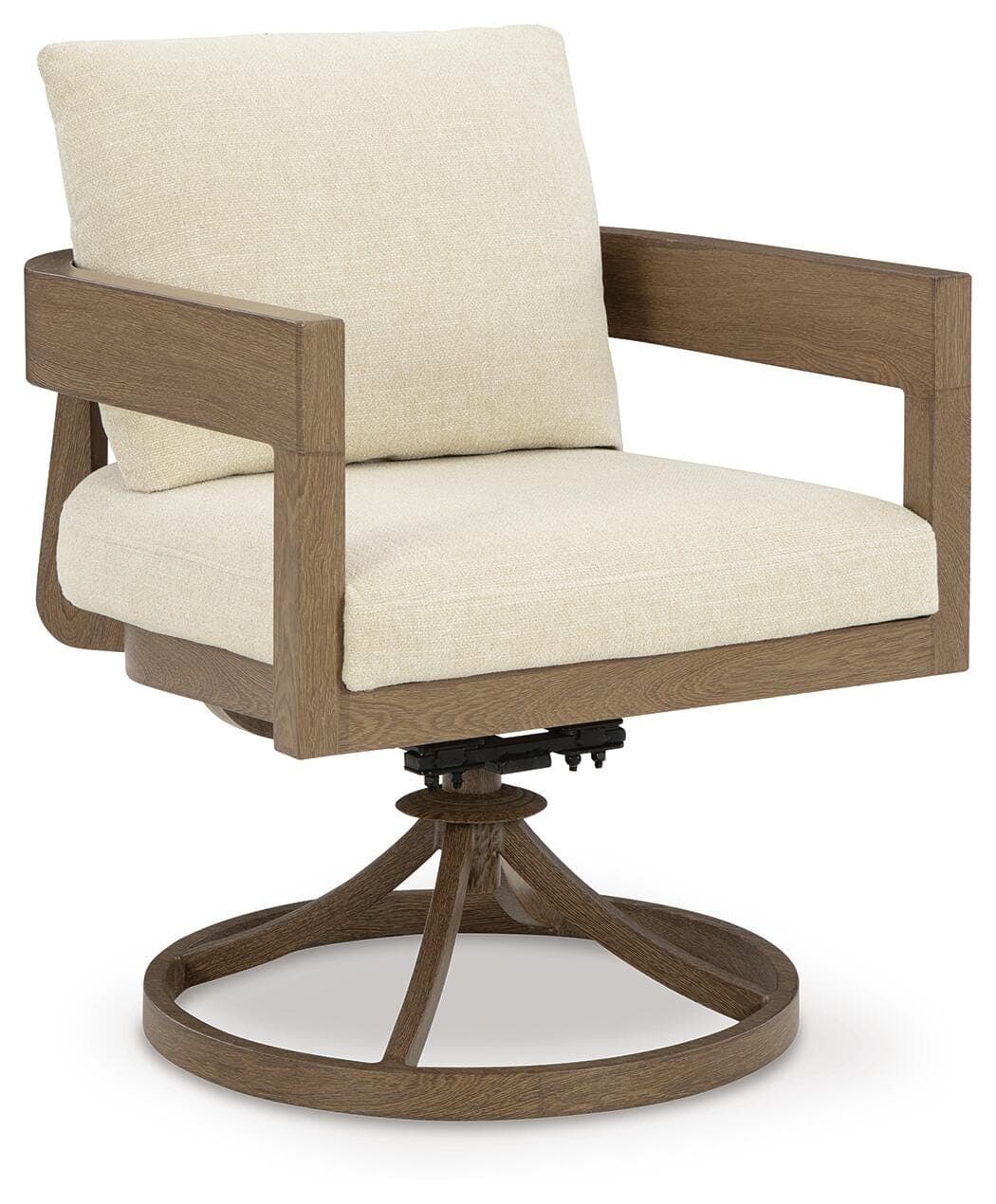 Serene Bay Outdoor Swivel Dining Chair with Cushion (Set of 2) — White & Brown/Beige — view 3