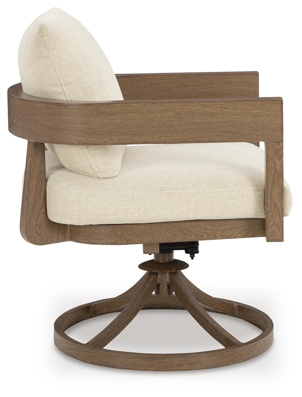 Serene Bay Outdoor Swivel Dining Chair with Cushion (Set of 2) — White & Brown/Beige — view 5