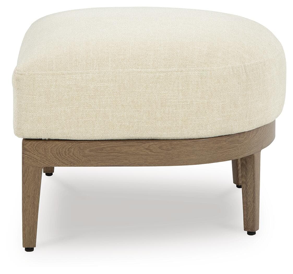 Serene Bay Outdoor Ottoman with Cushion — Brown/Beige — view 4
