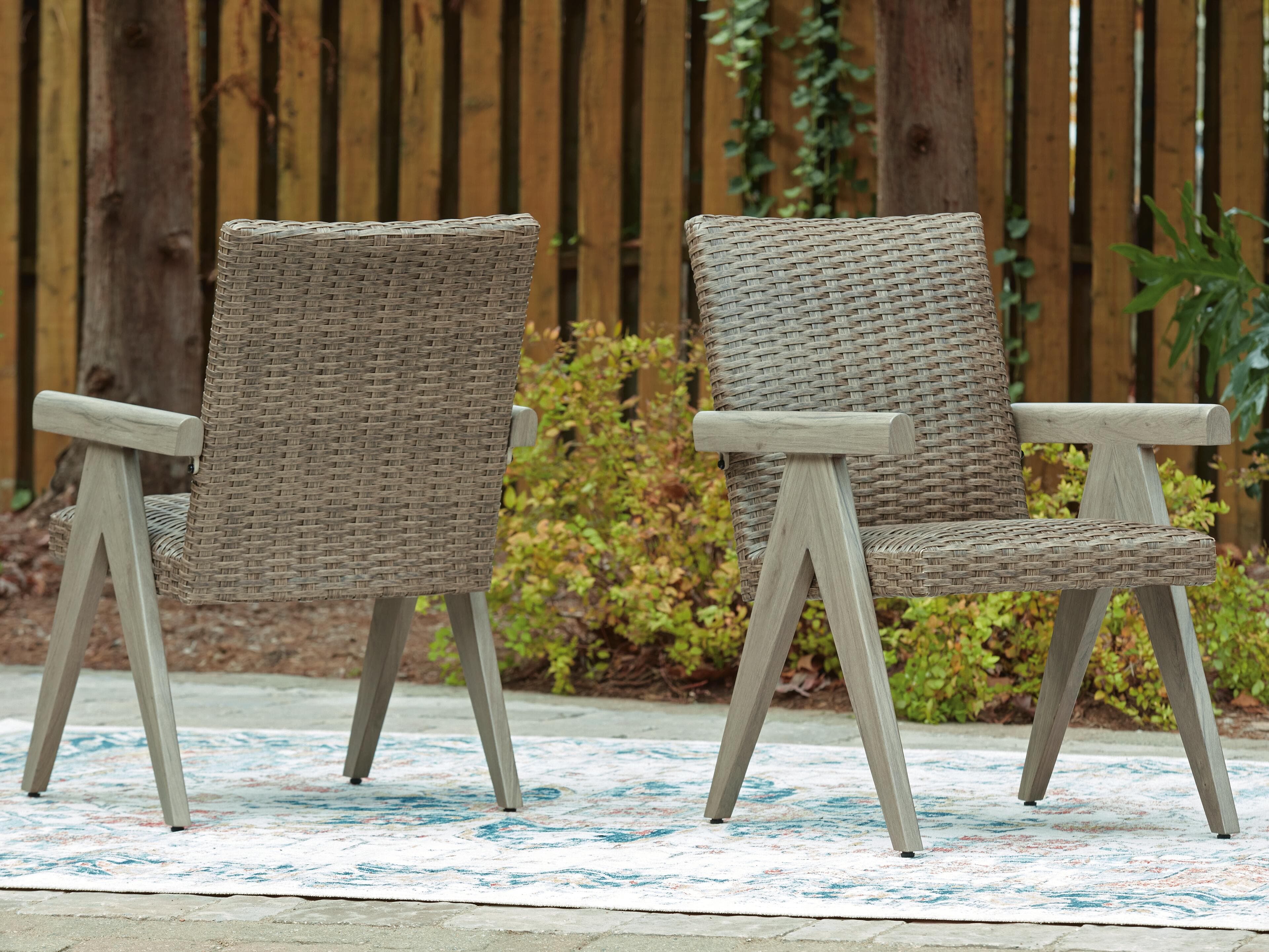 Carisbo Outdoor Arm Chair (Set of 2) — Brown/Beige — view 2