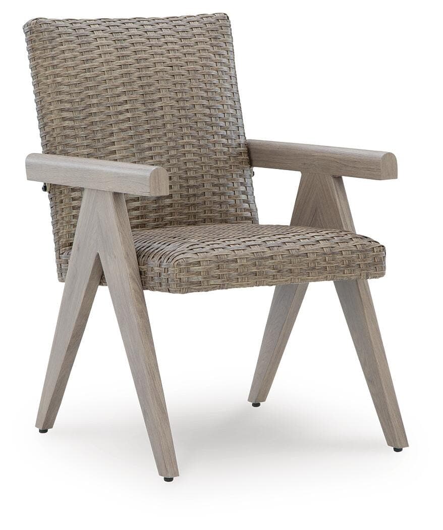 Carisbo Outdoor Arm Chair (Set of 2) — Brown/Beige — view 3