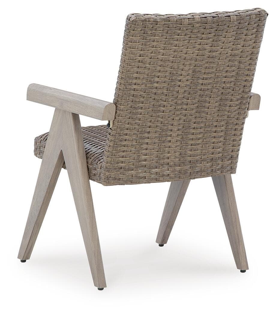 Carisbo Outdoor Arm Chair (Set of 2) — Brown/Beige — view 6