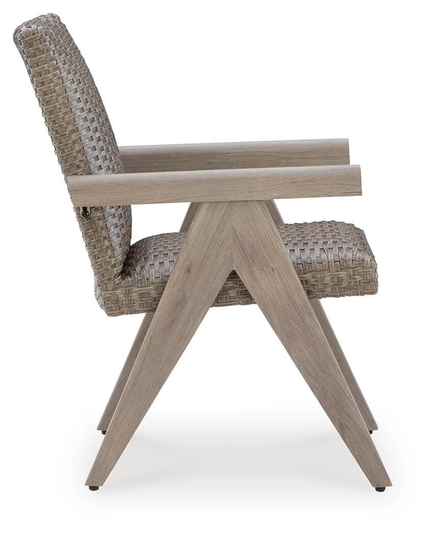 Carisbo Outdoor Arm Chair (Set of 2) — Brown/Beige — view 5