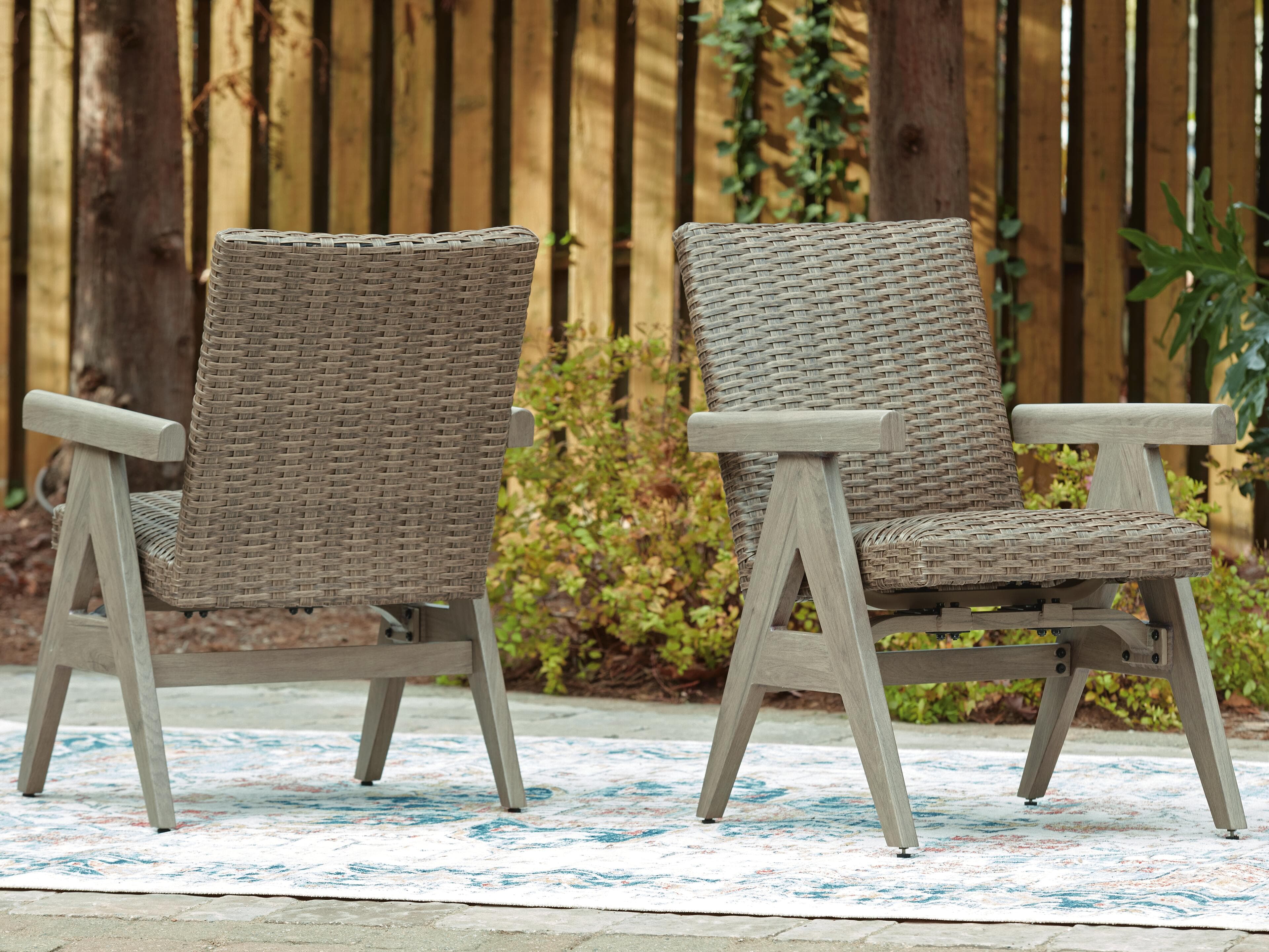 Carisbo Outdoor Rocking Arm Chair (Set of 2) — Brown/Beige — view 2
