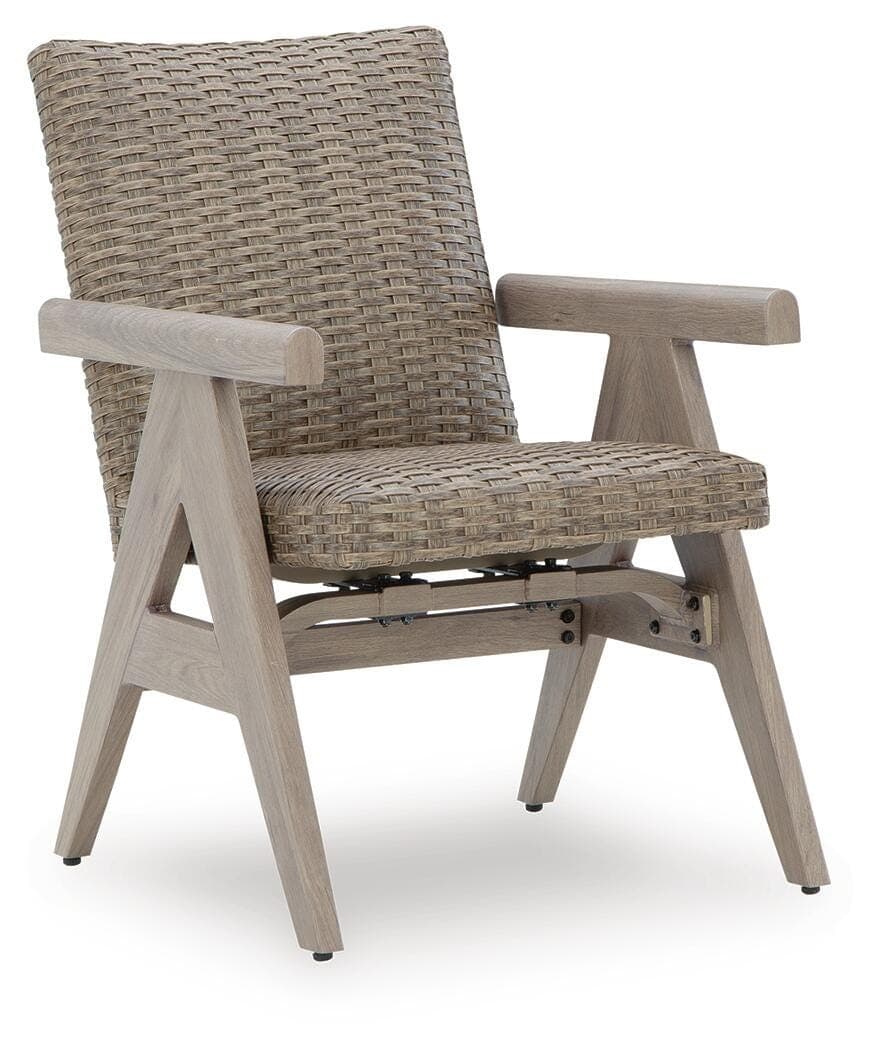 Carisbo Outdoor Rocking Arm Chair (Set of 2) — Brown/Beige — view 3