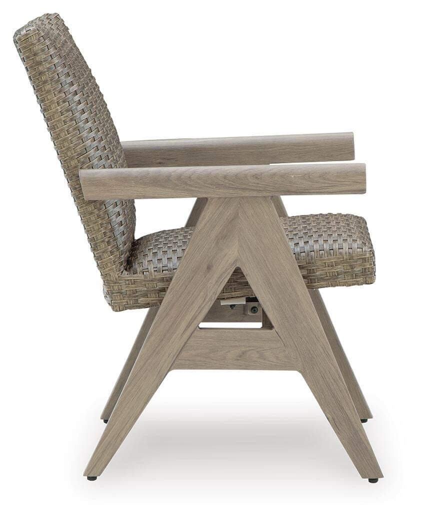Carisbo Outdoor Rocking Arm Chair (Set of 2) — Brown/Beige — view 5