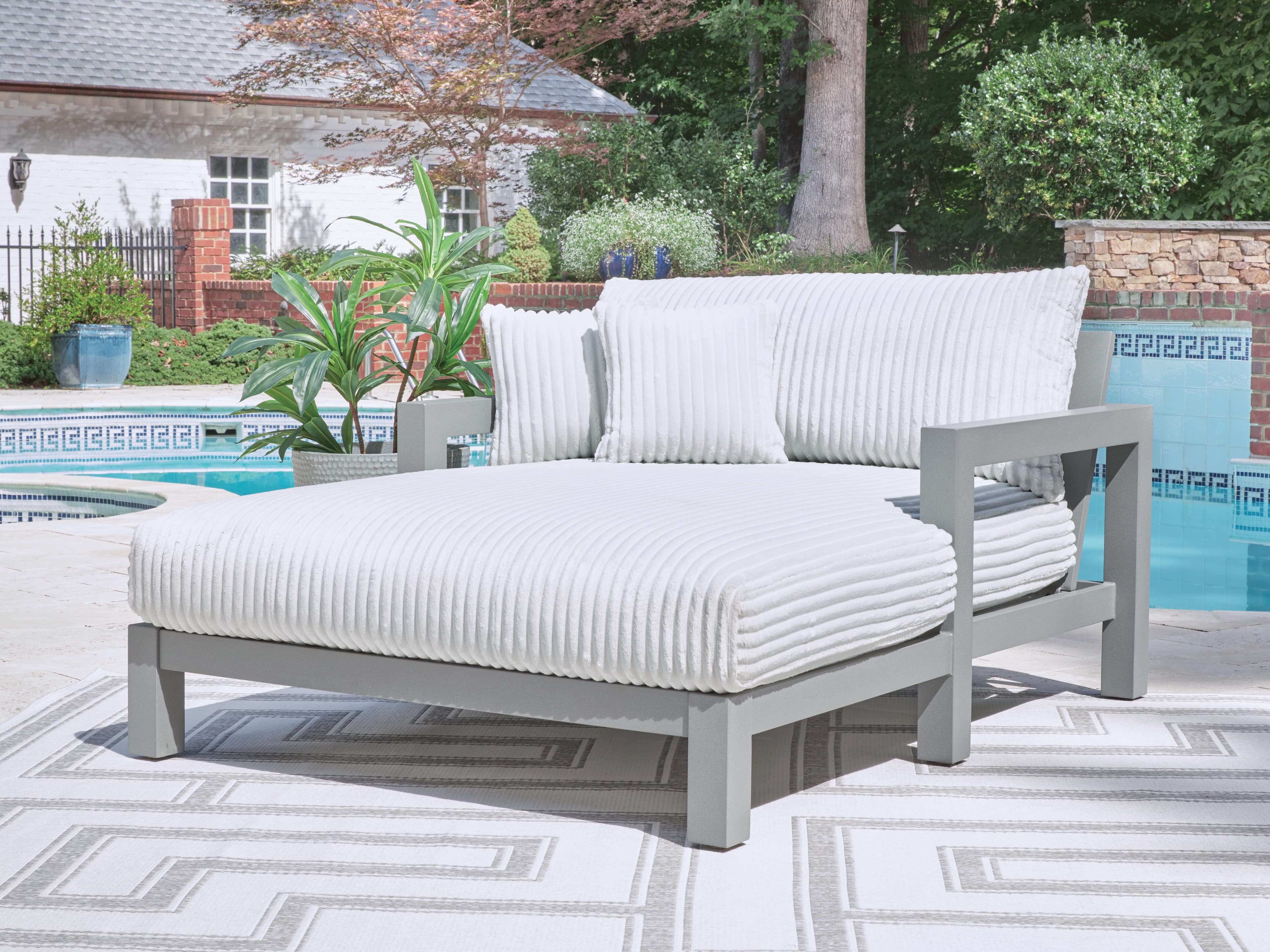 Moonlight View Outdoor Chaise Lounge with Cushion — Black/Gray — view 2