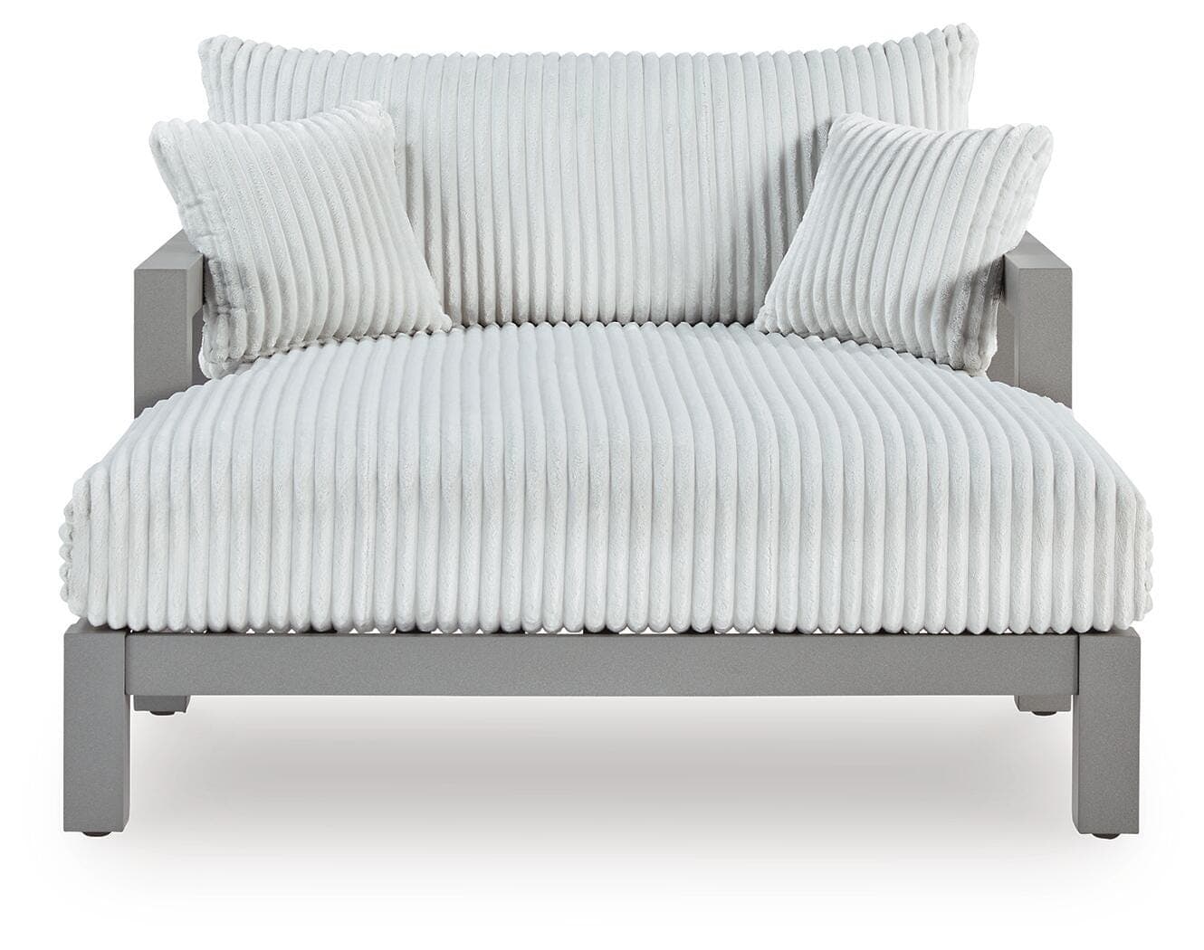 Moonlight View Outdoor Chaise Lounge with Cushion — Black/Gray — view 3