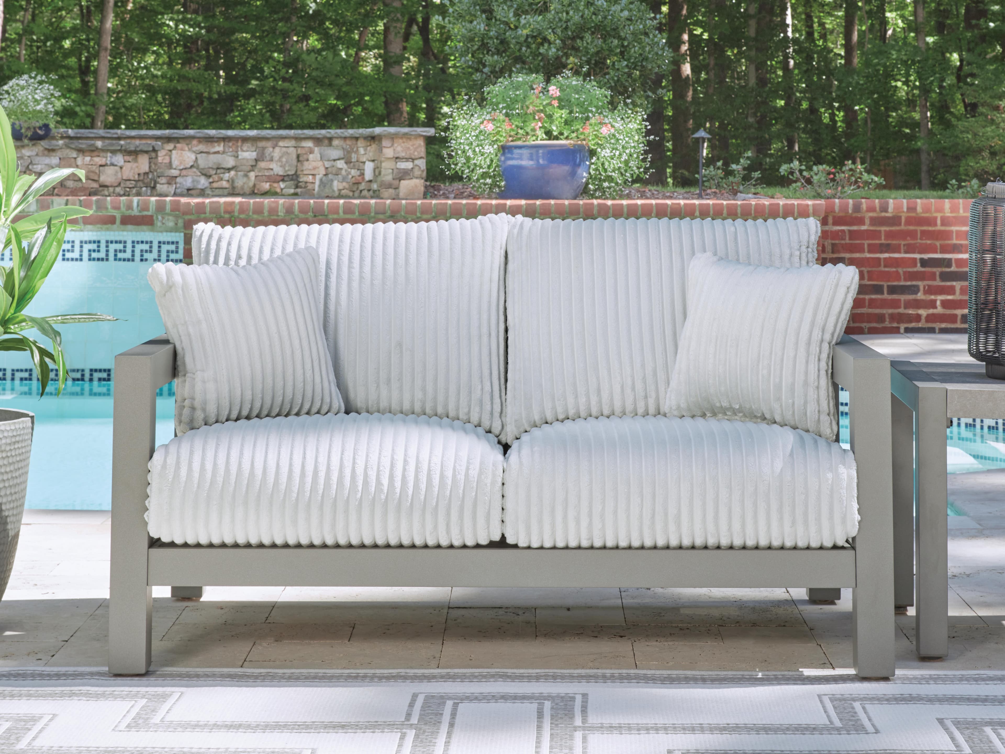 Moonlight View Outdoor Loveseat with Cushion — Black/Gray — view 2