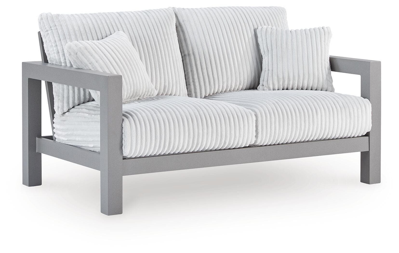 Moonlight View Outdoor Loveseat with Cushion — Black/Gray — view 3