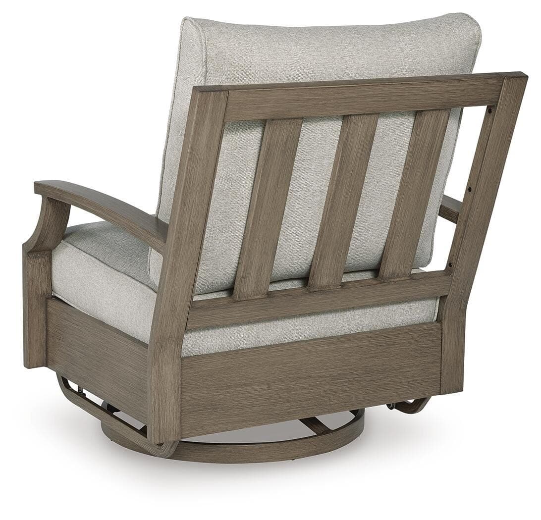 Rainier Ranch Outdoor Swivel Glider Chair with Cushion — Brown/Beige — view 6