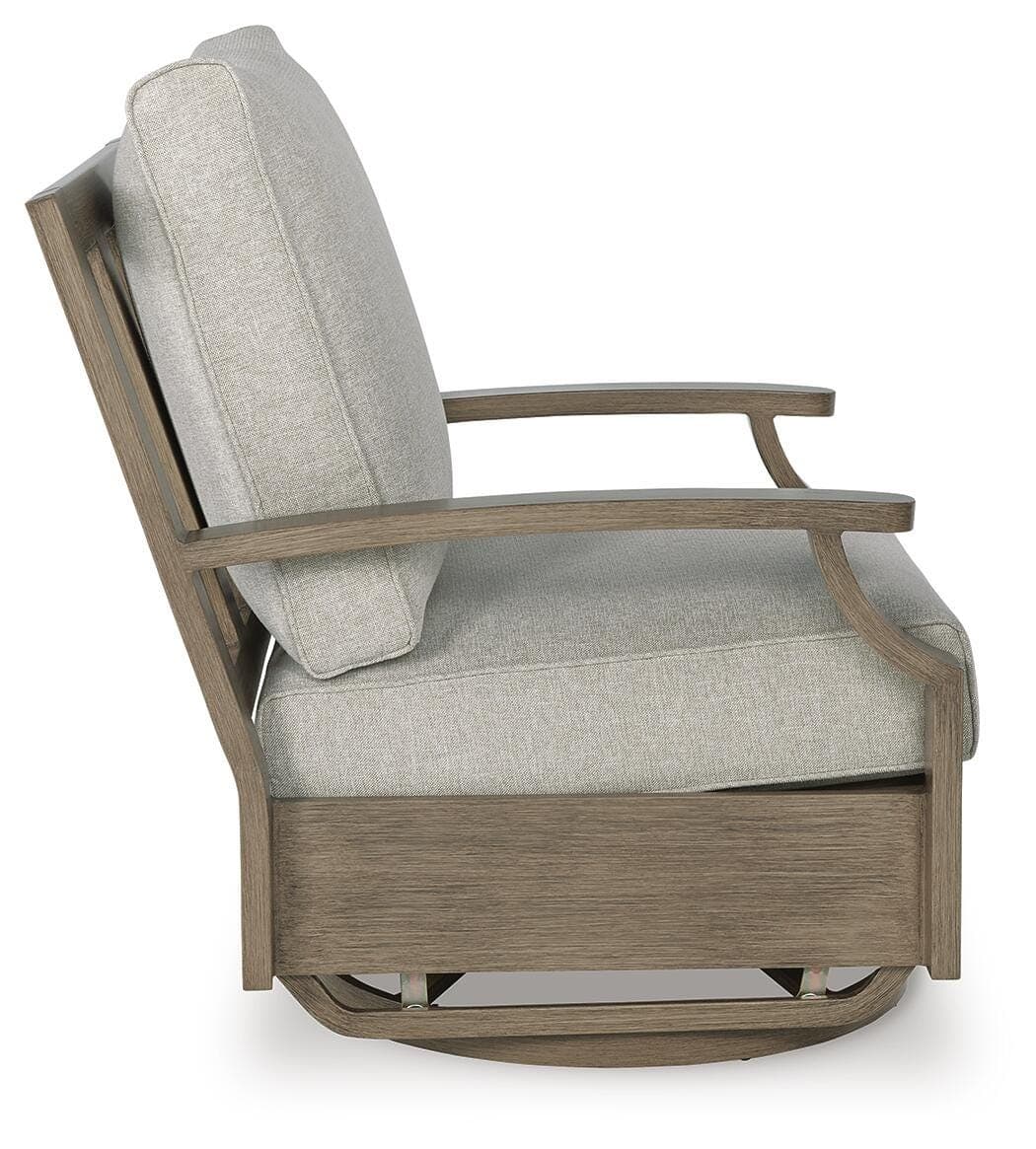 Rainier Ranch Outdoor Swivel Glider Chair with Cushion — Brown/Beige — view 5