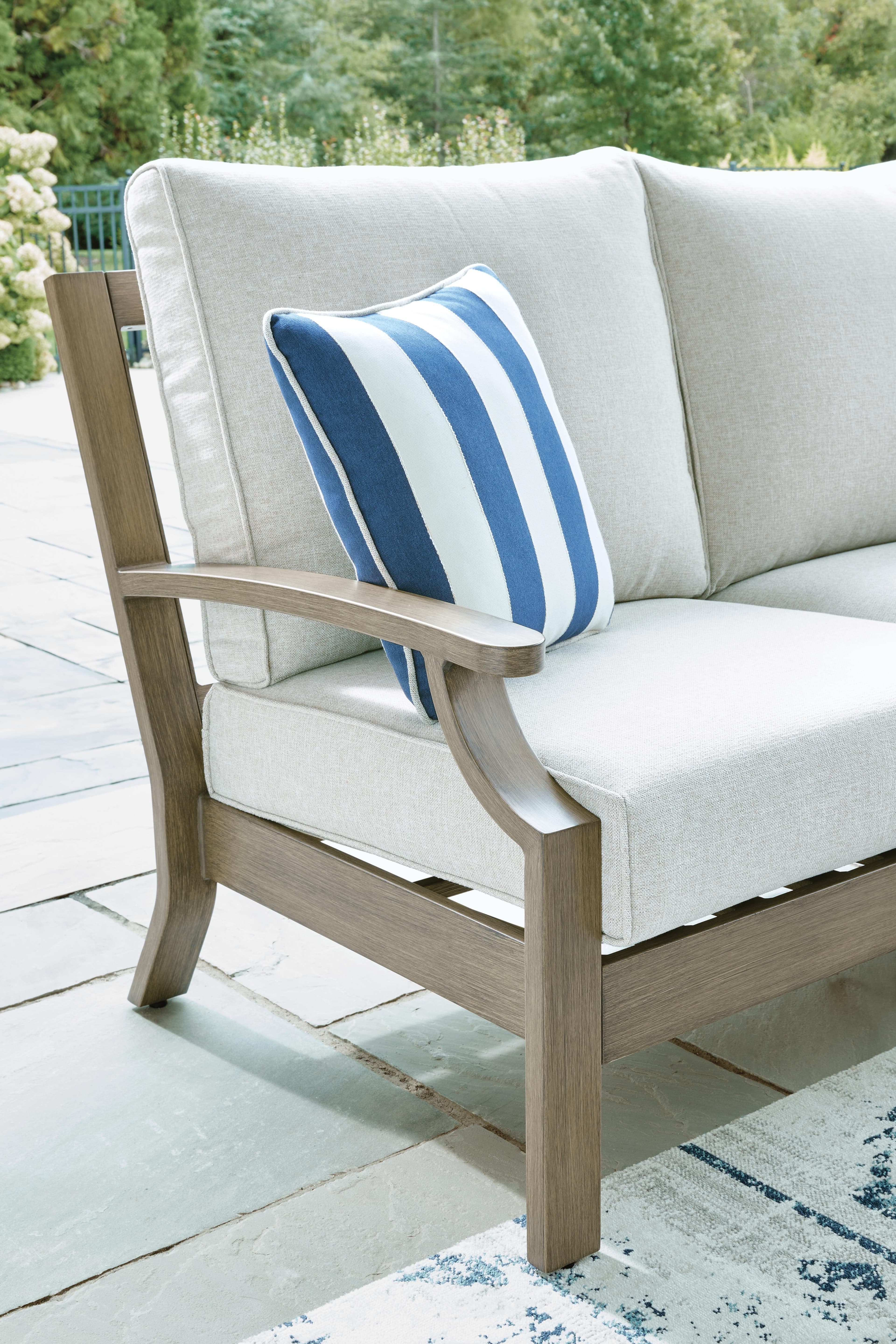 Rainier Ranch Outdoor Loveseat with Cushion — Brown/Beige — view 6