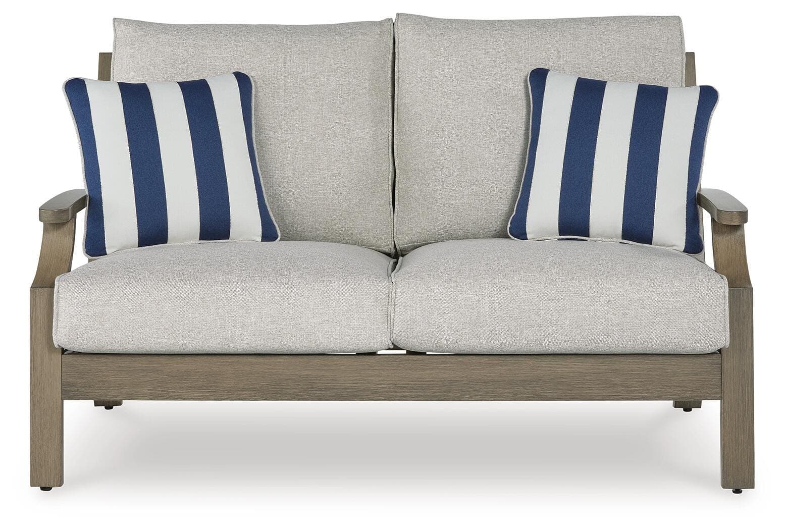 Rainier Ranch Outdoor Loveseat with Cushion — Brown/Beige — view 3