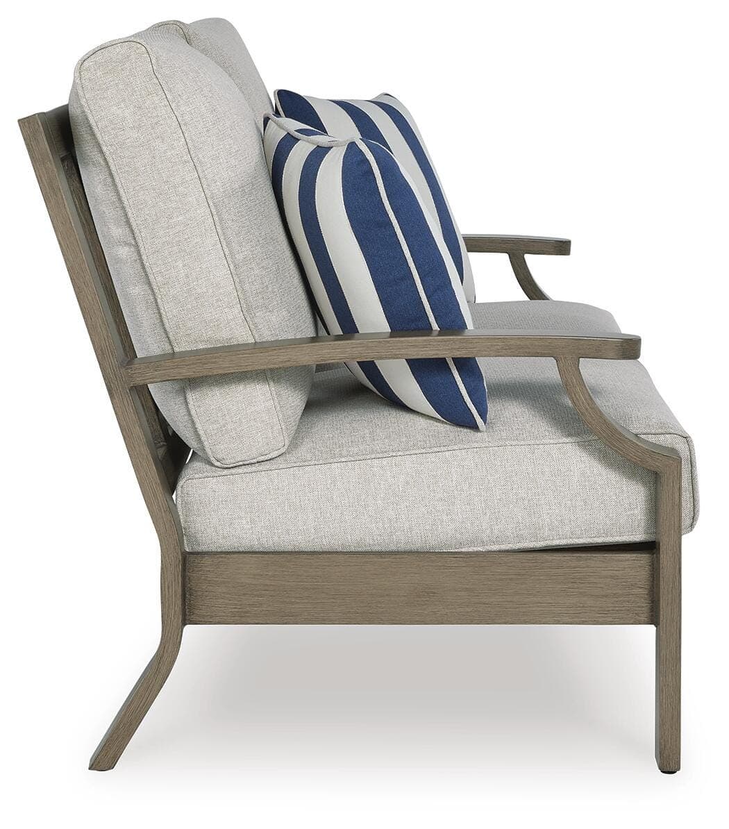 Rainier Ranch Outdoor Loveseat with Cushion — Brown/Beige — view 4