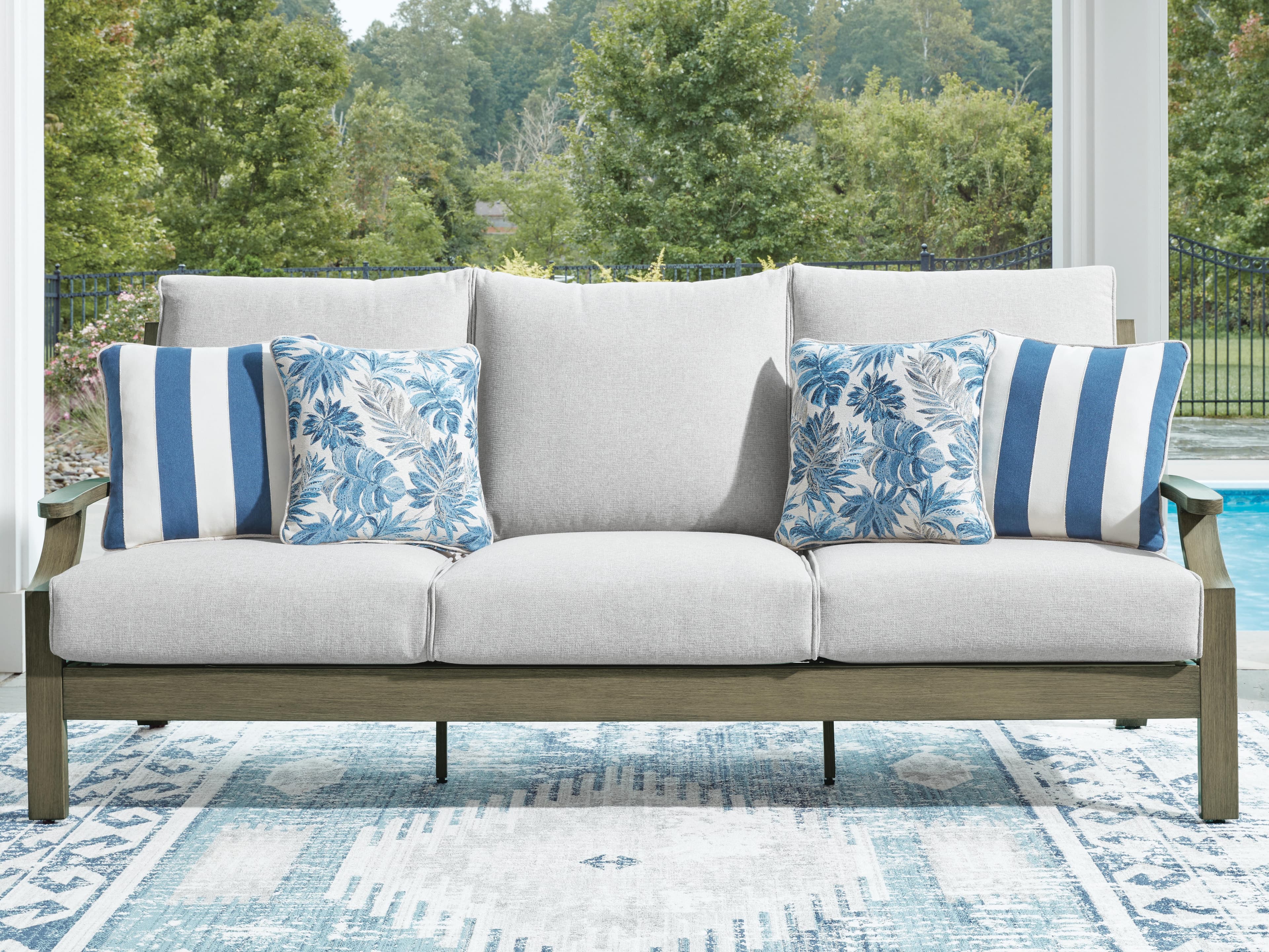 Rainier Ranch Outdoor Sofa with Cushion — Brown/Beige — view 2