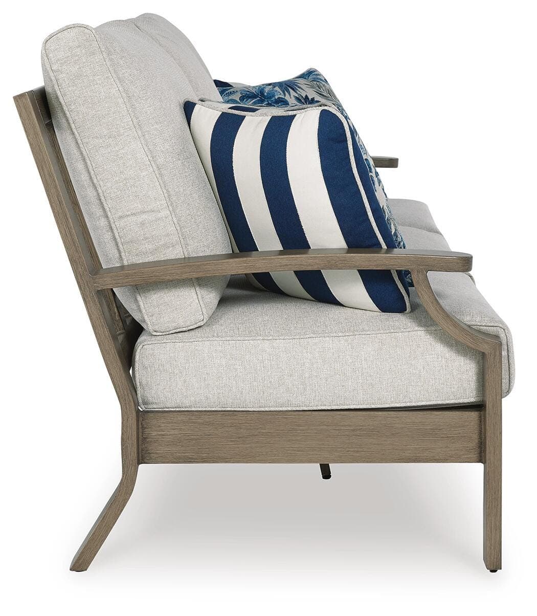 Rainier Ranch Outdoor Sofa with Cushion — Brown/Beige — view 4