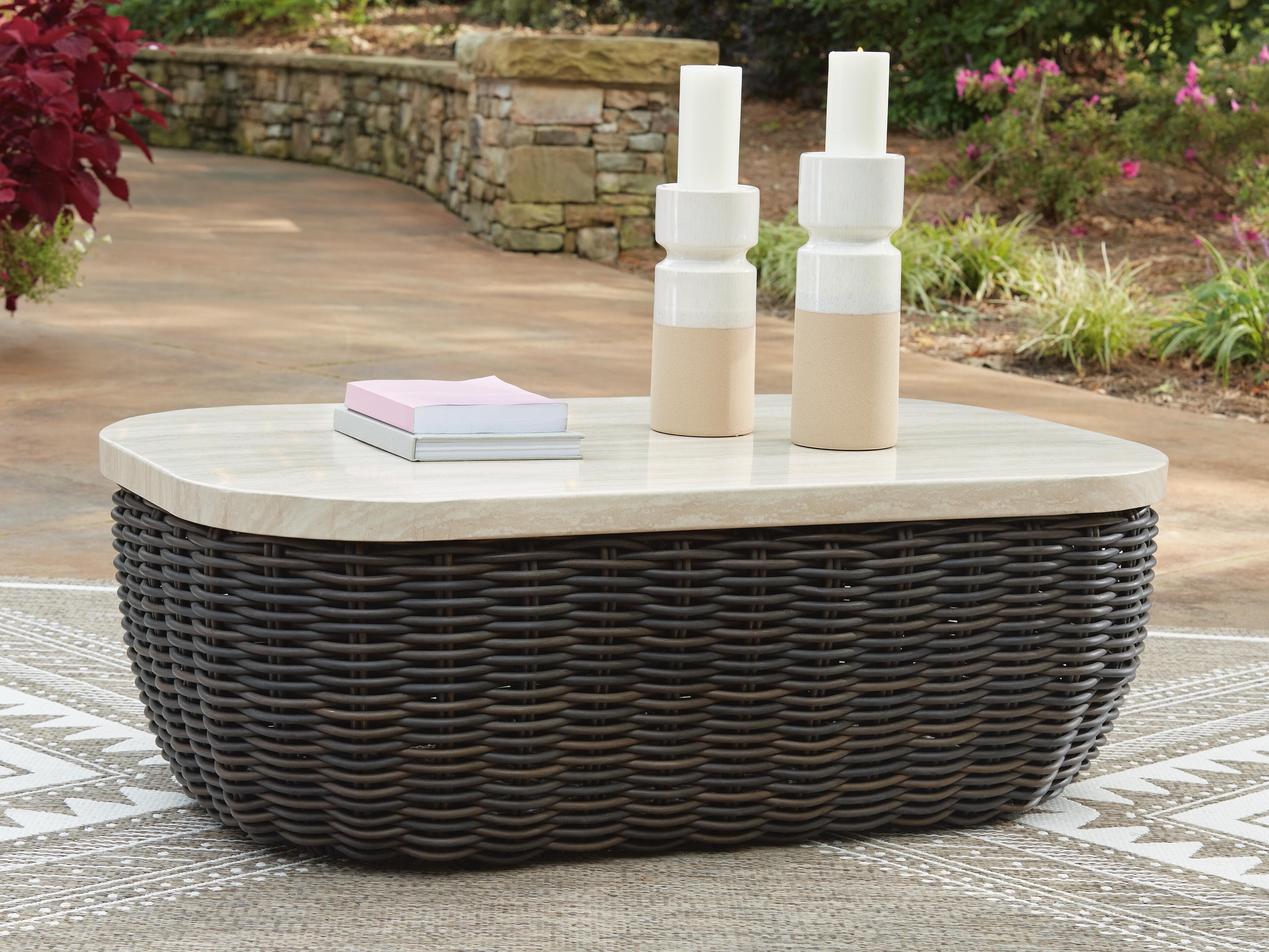 Kimora Outdoor Coffee Table — Brown/Beige — view 2
