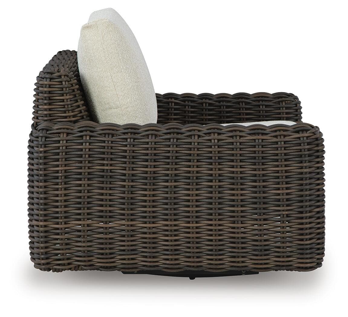 Kimora Outdoor Swivel Lounge Chair — Beige/Dark Brown — view 4