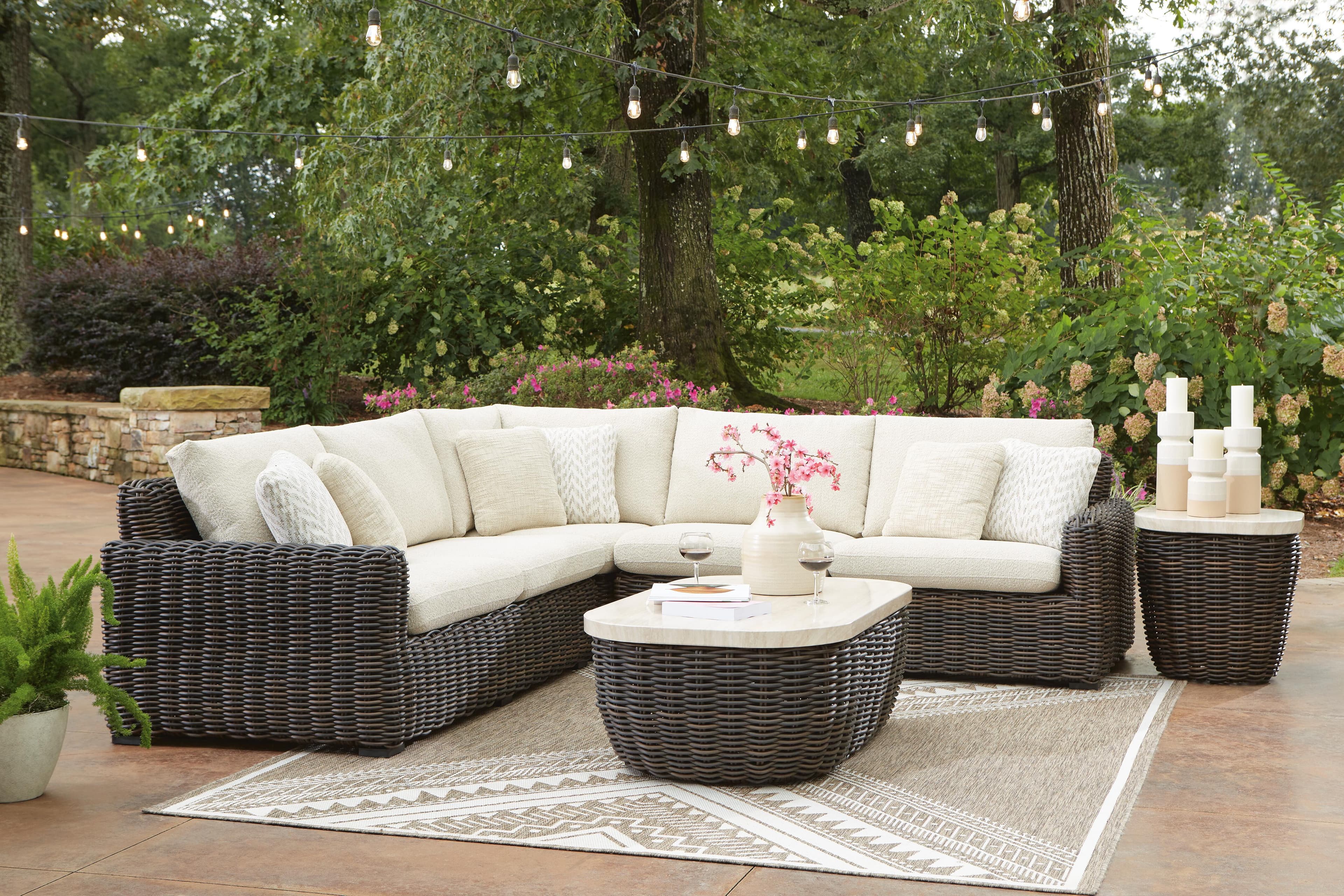Kimora 3-Piece Outdoor Sectional — Brown/Beige — view 3