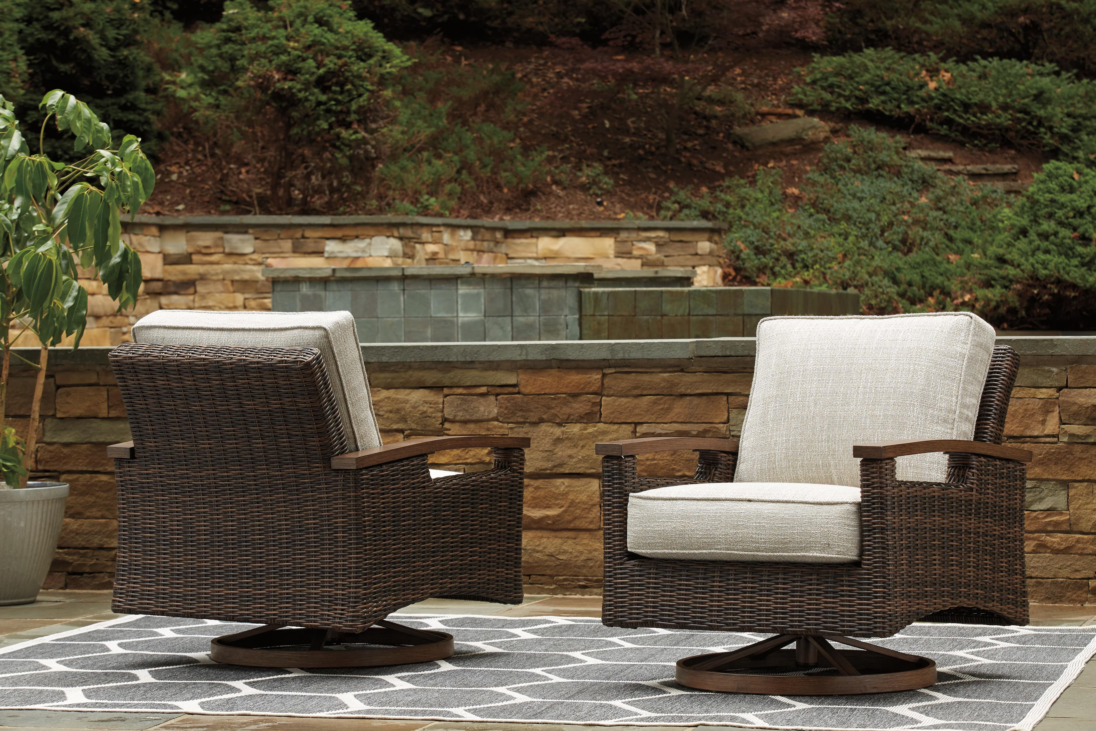 Paradise Trail Swivel Lounge Chair (Set of 2) — Brown/Beige — view 6