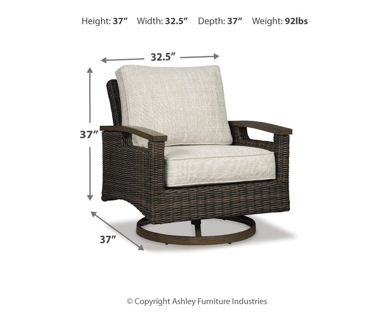 Paradise Trail Swivel Lounge Chair (Set of 2) — Brown/Beige — view 4