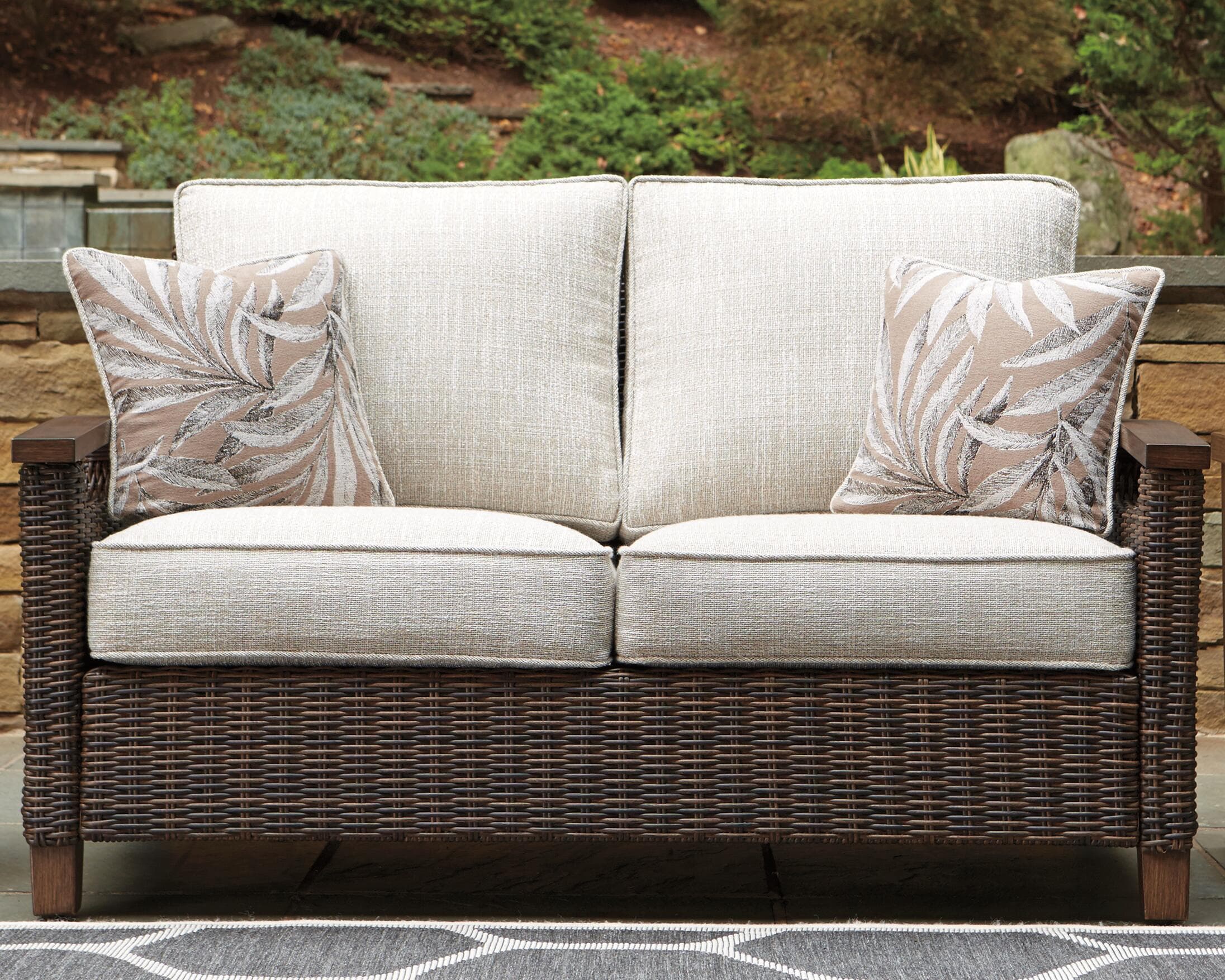 Paradise Trail Loveseat with Cushion — Brown/Beige — view 2