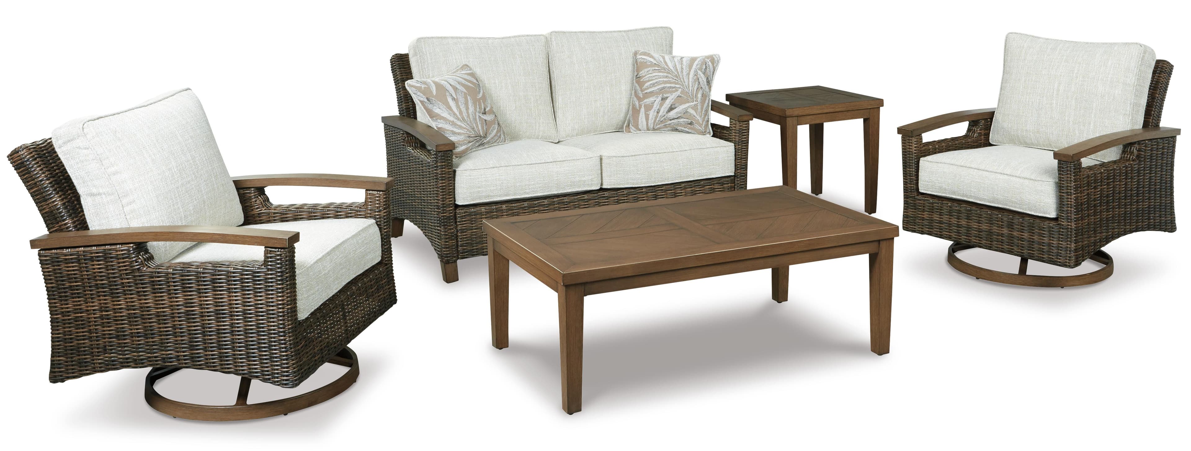 Paradise Trail Loveseat with Cushion — Brown/Beige — view 5