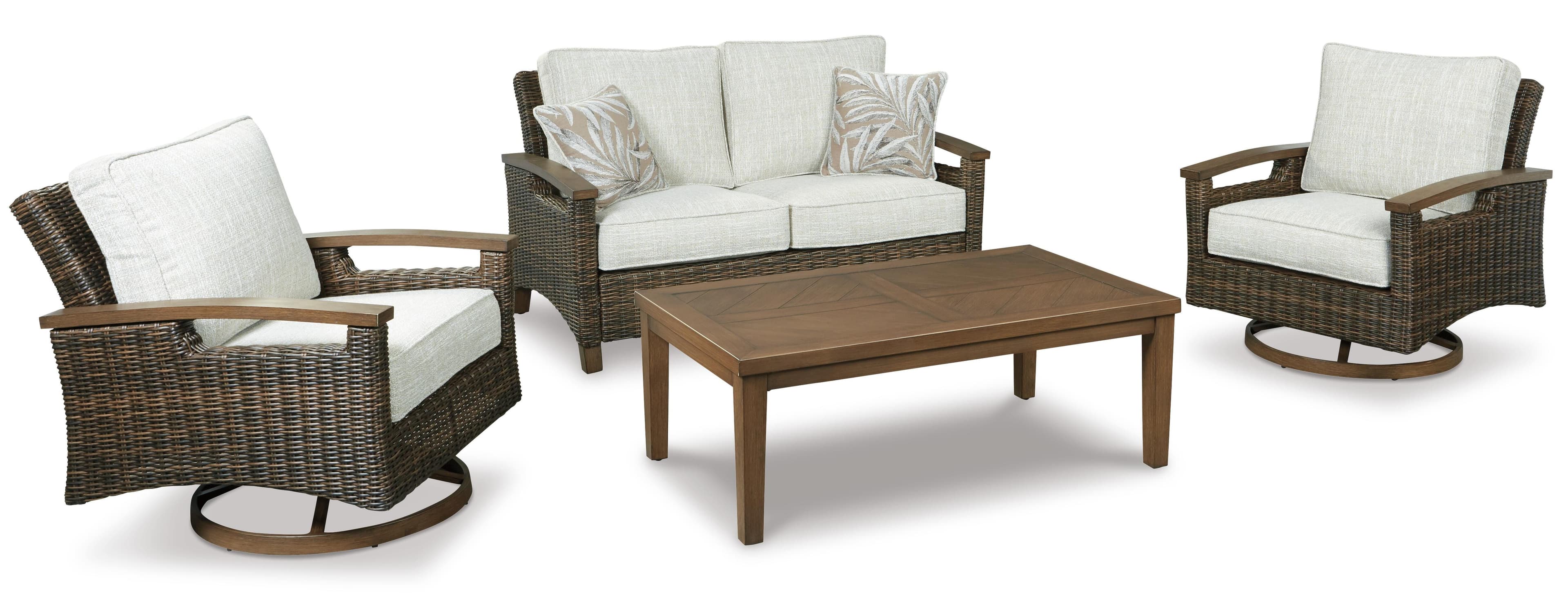 Paradise Trail Loveseat with Cushion — Brown/Beige — view 3