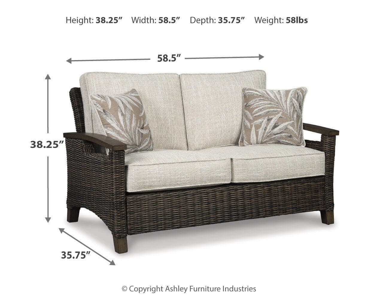 Paradise Trail Loveseat with Cushion — Brown/Beige — view 4