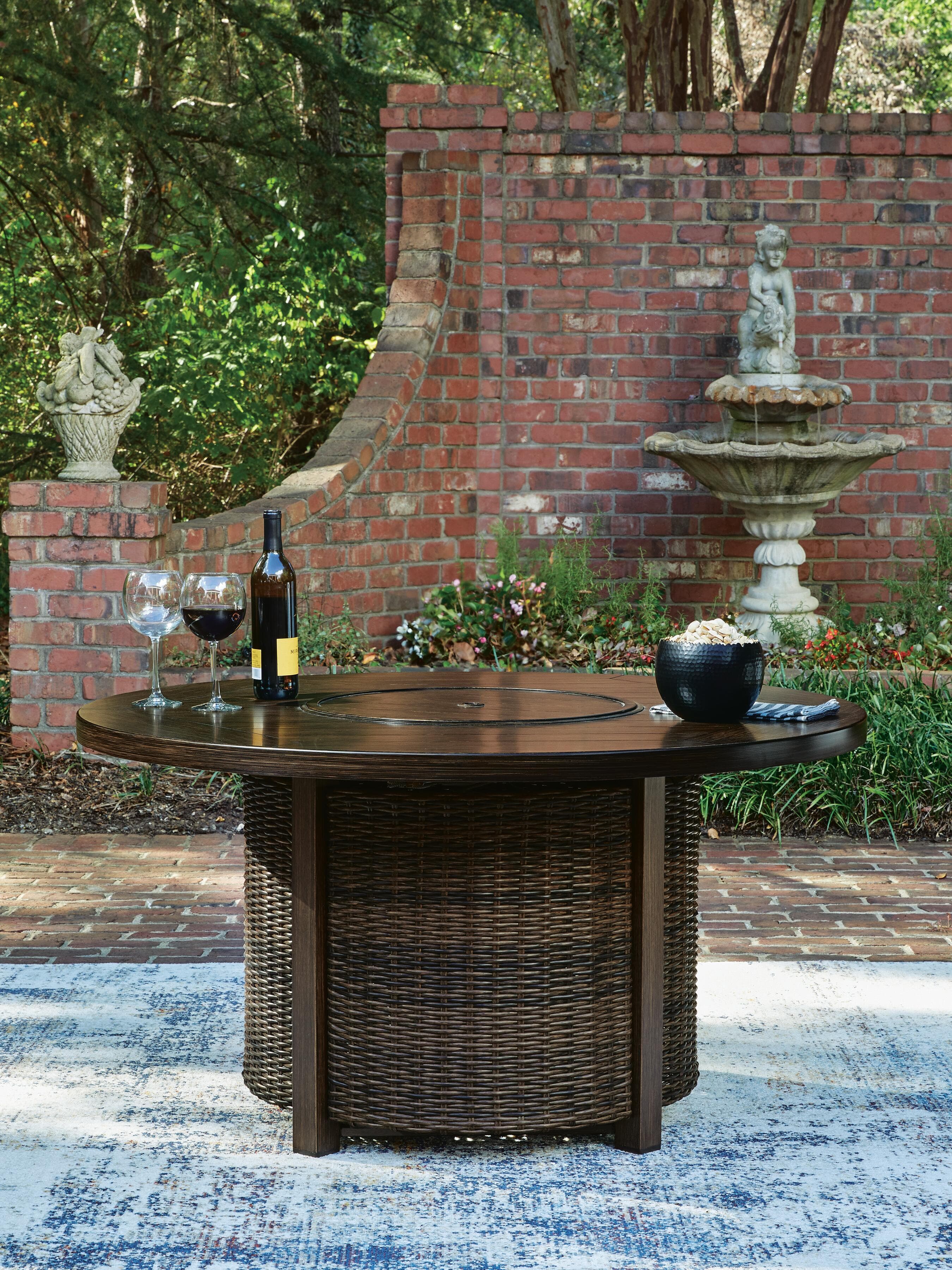 Drakes Beach Outdoor Fire Pit Table — Dark Brown — view 5