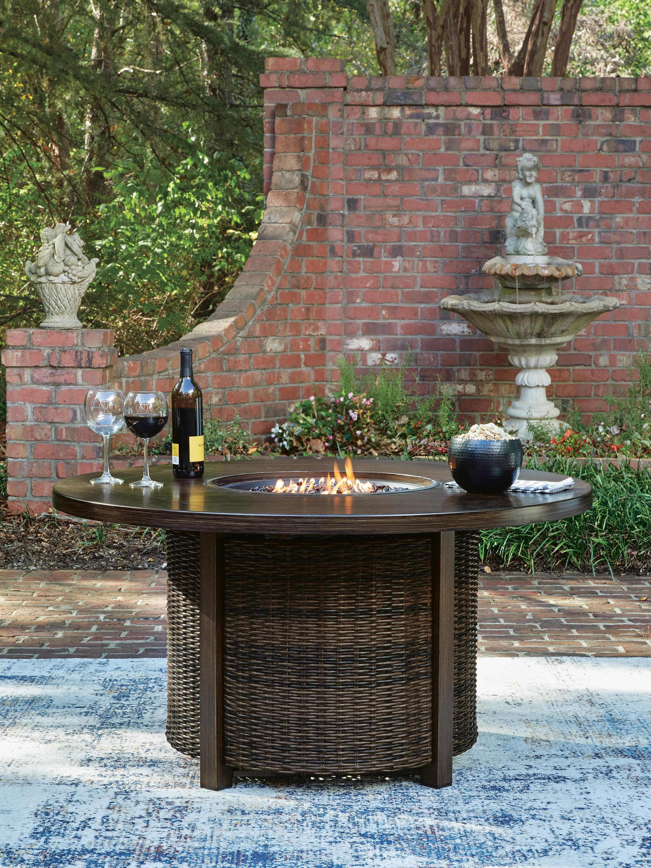 Drakes Beach Outdoor Fire Pit Table — Dark Brown — view 2