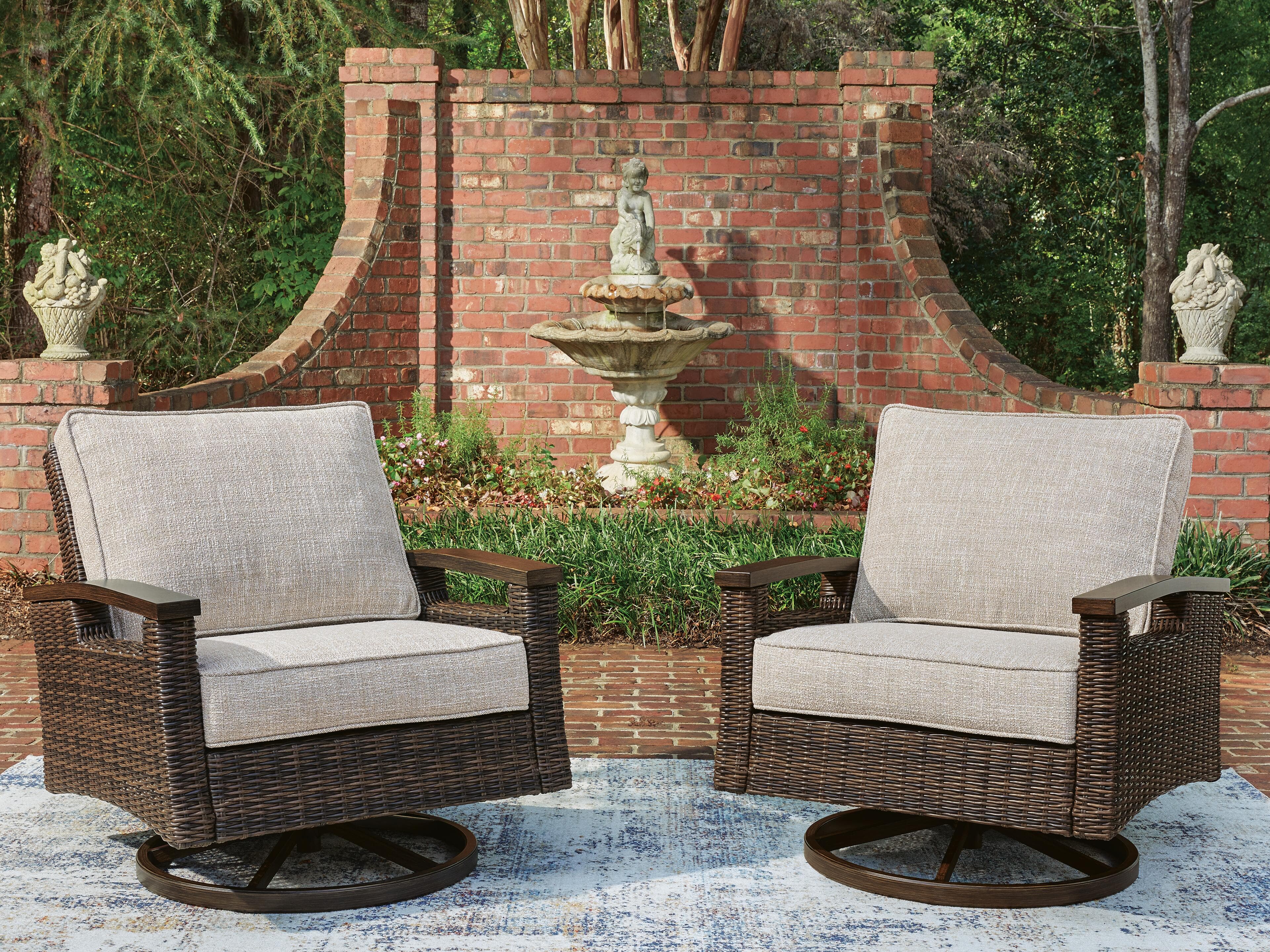 Drakes Beach Outdoor Swivel Lounge Chair (Set of 2) — Dark Brown — view 2