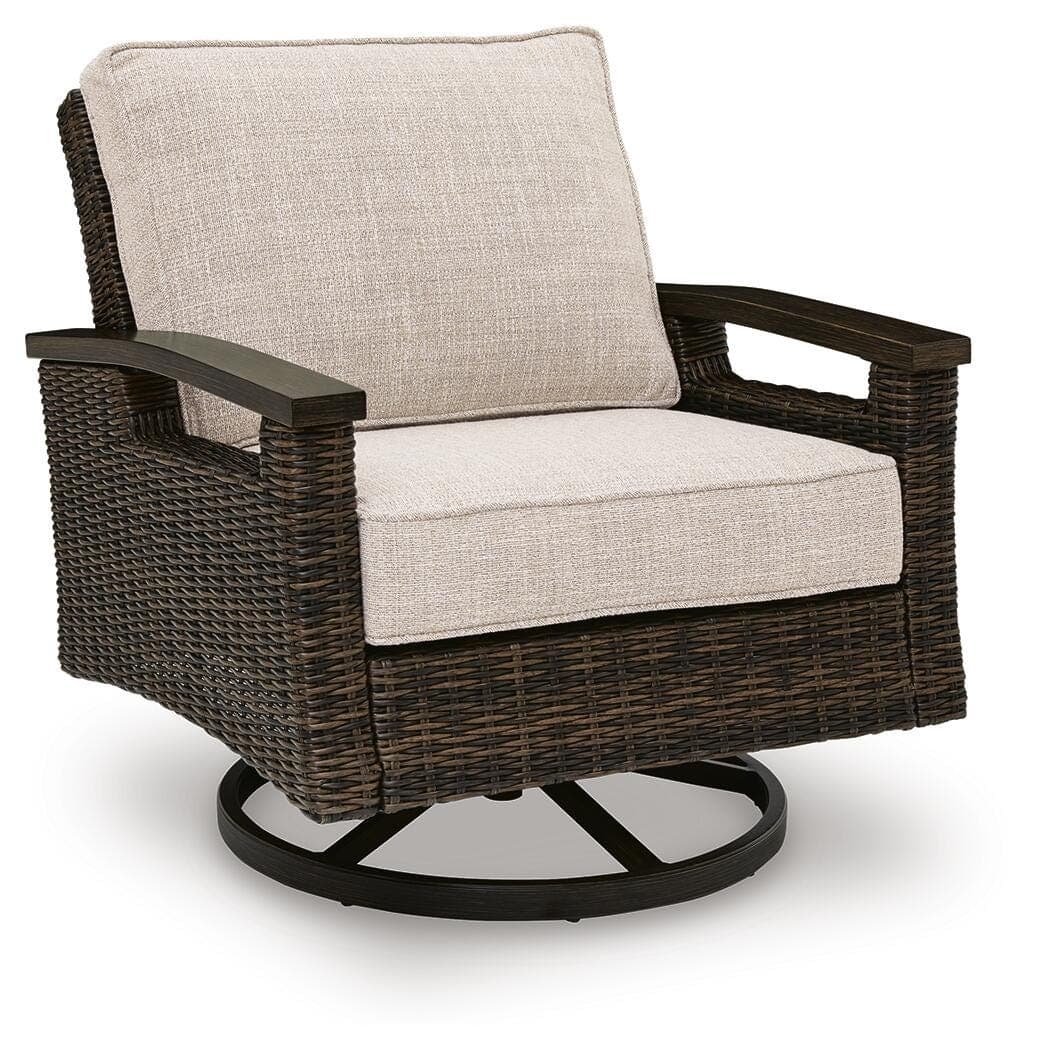 Drakes Beach Outdoor Swivel Lounge Chair (Set of 2) — Dark Brown — view 3