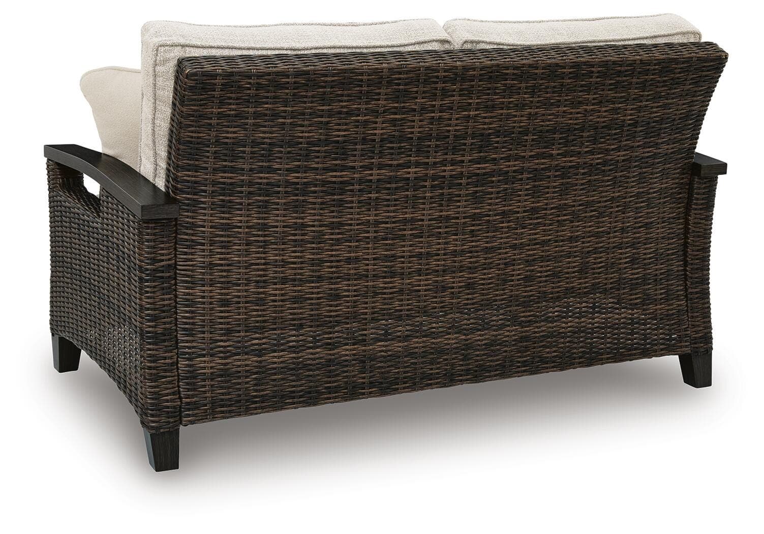 Drakes Beach Outdoor Loveseat with Cushion — Dark Brown — view 4