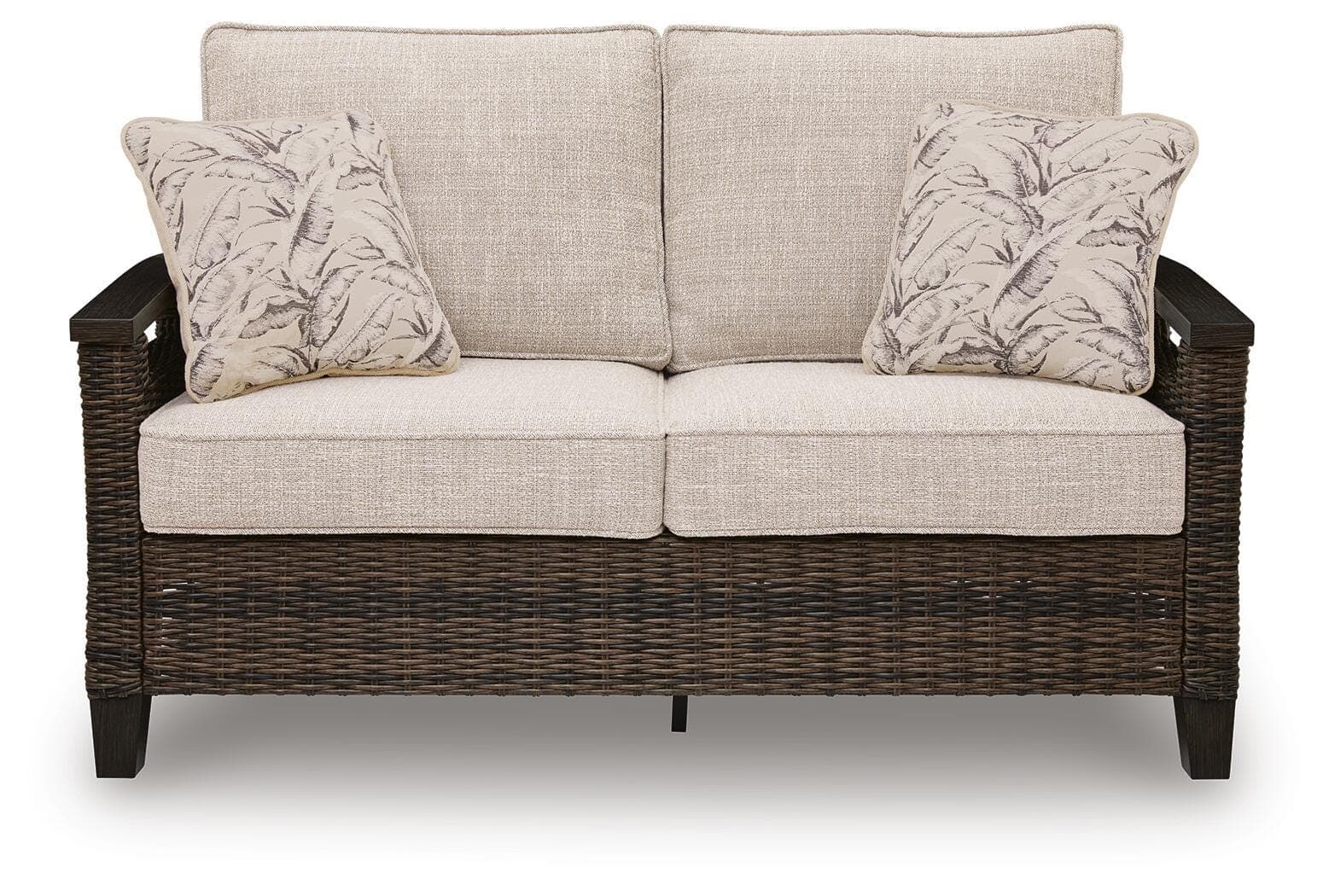 Drakes Beach Outdoor Loveseat with Cushion — Dark Brown — view 3