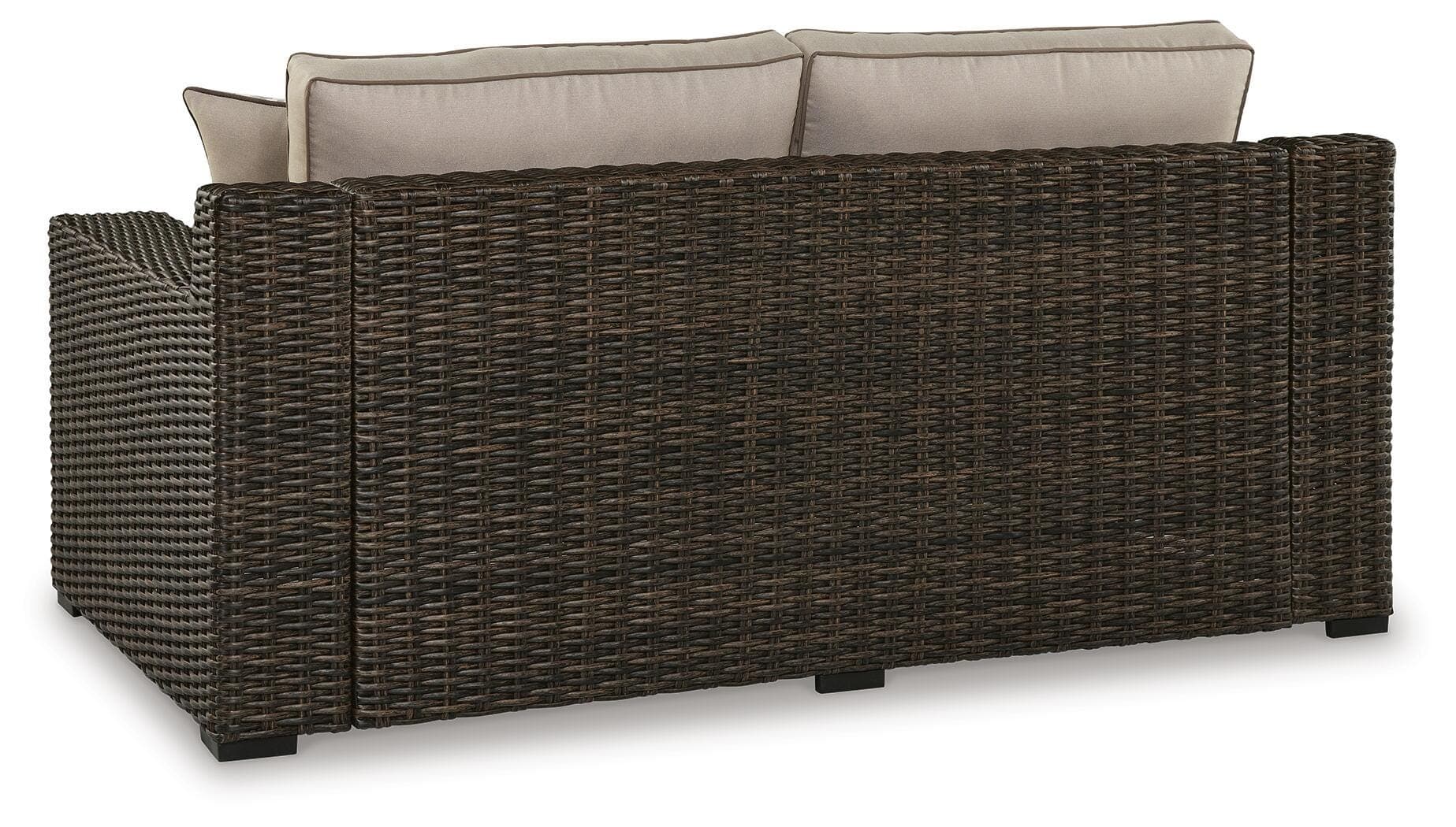 Coastline Bay Outdoor Loveseat with Cushion — Brown/Beige — view 5