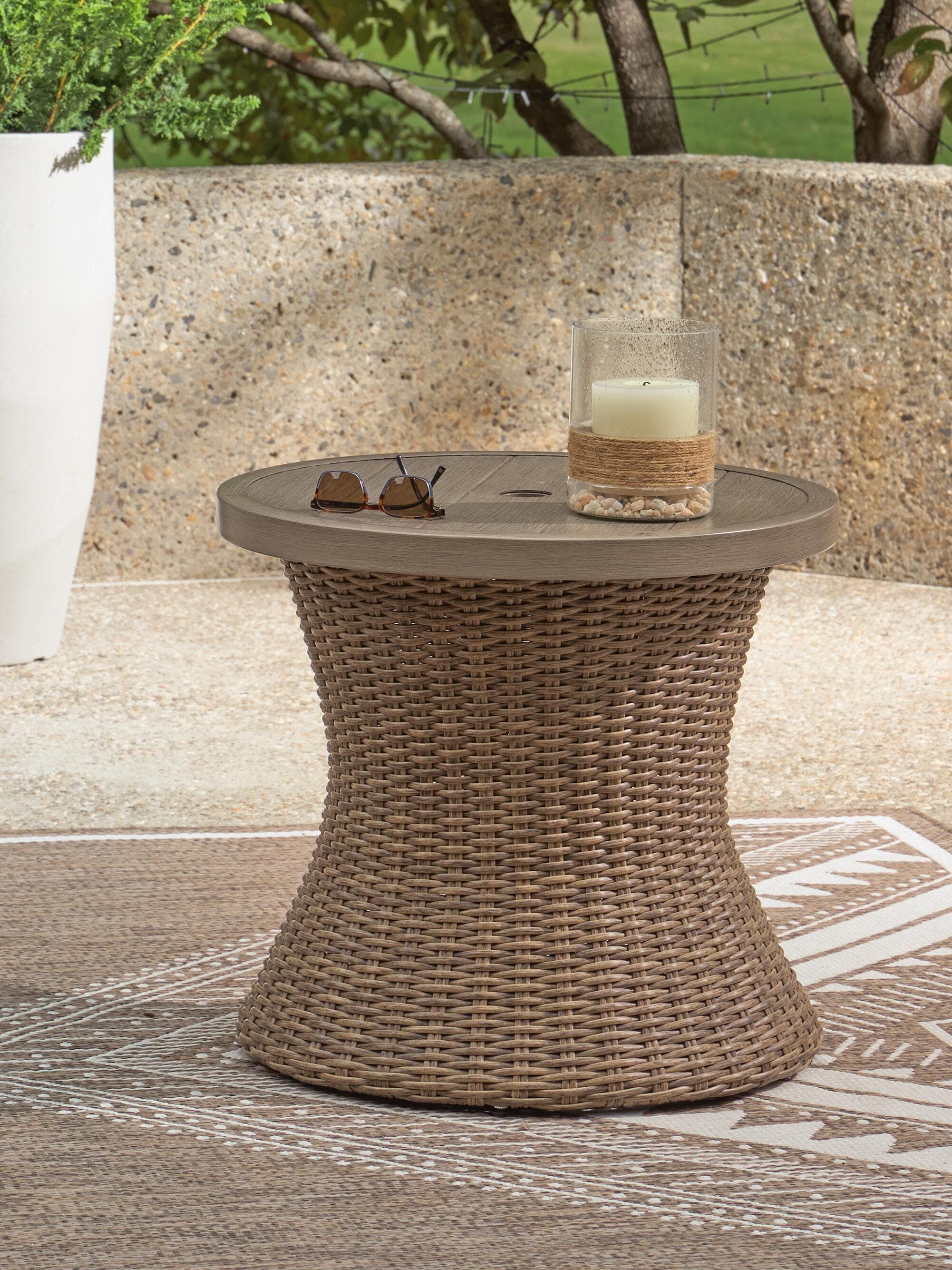 Revare Beach Outdoor End Table — Beige — view 2