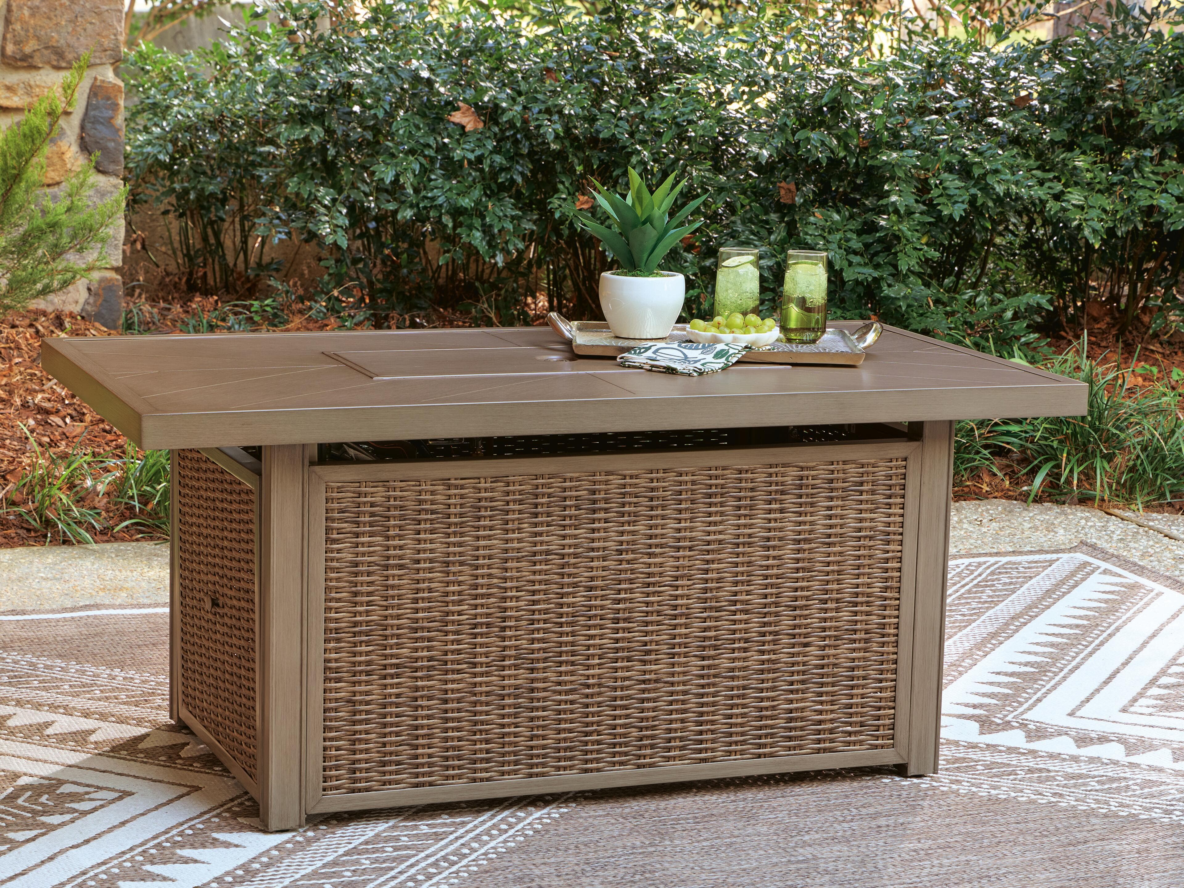 Revare Beach Outdoor Fire Pit Table — Beige — view 6